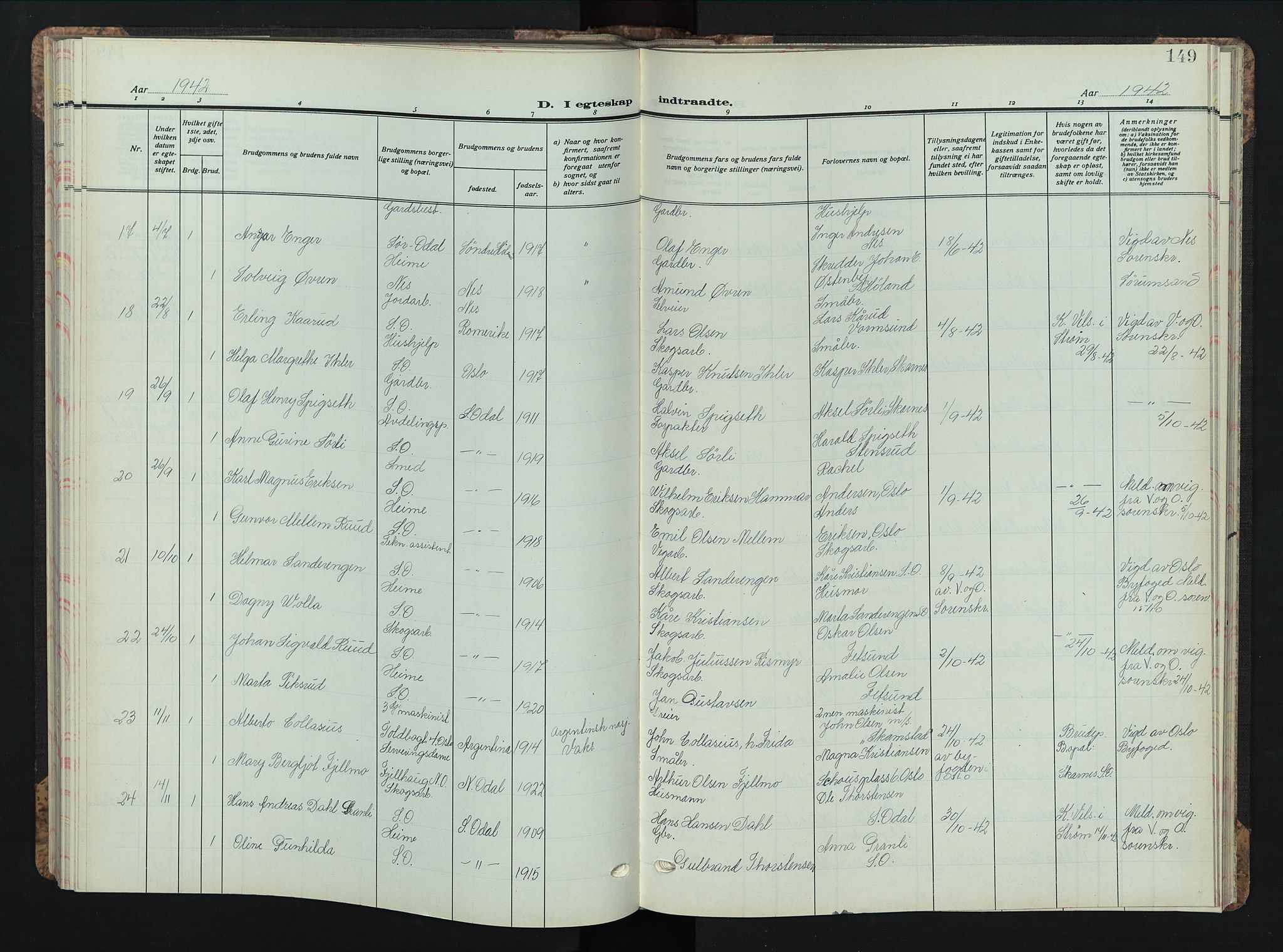 Sør-Odal prestekontor, AV/SAH-PREST-030/H/Ha/Hab/L0013: Parish register (copy) no. 13, 1933-1951, p. 149