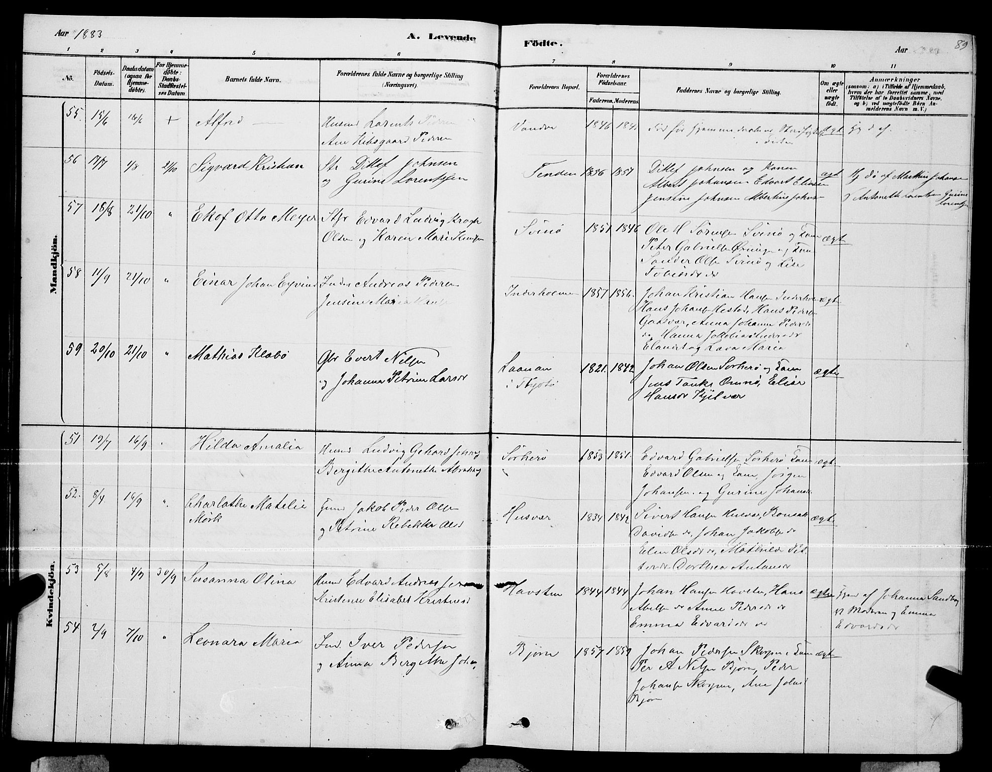 Ministerialprotokoller, klokkerbøker og fødselsregistre - Nordland, AV/SAT-A-1459/834/L0513: Parish register (copy) no. 834C04, 1877-1892, p. 89