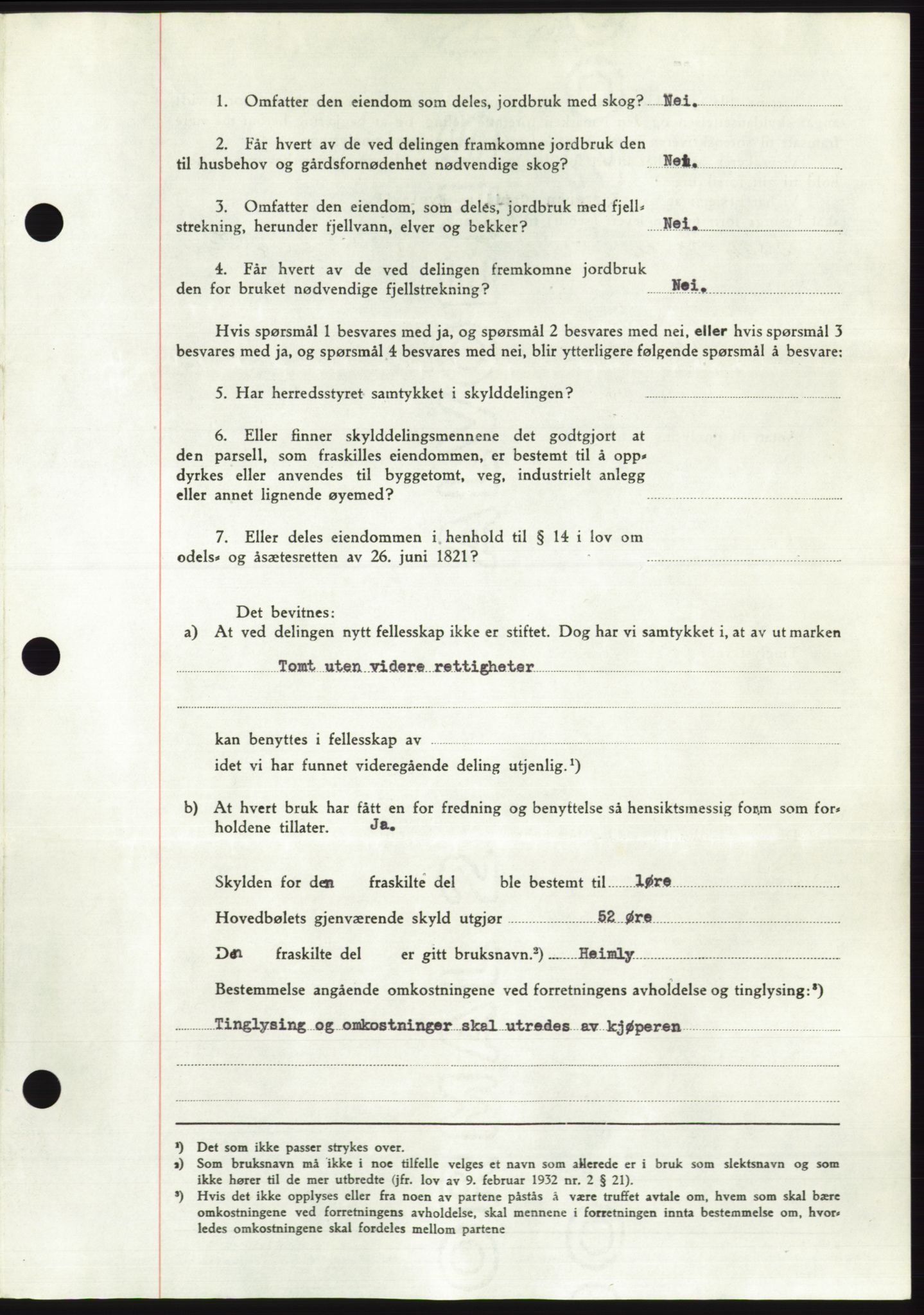 Søre Sunnmøre sorenskriveri, AV/SAT-A-4122/1/2/2C/L0116: Mortgage book no. 4B, 1948-1949, Diary no: : 350/1949