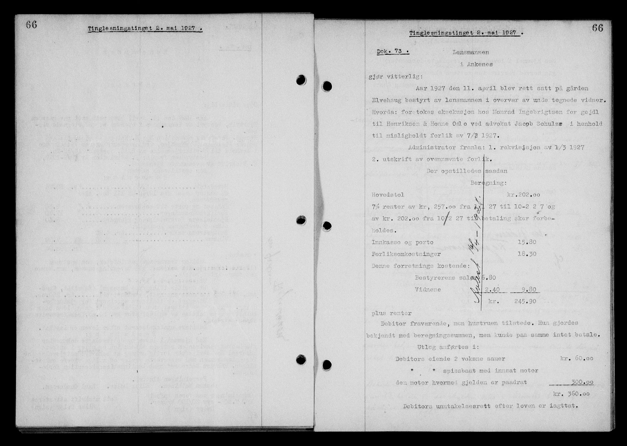 Steigen og Ofoten sorenskriveri, SAT/A-0030/1/2/2C/L0014: Mortgage book no. 13 og 15, 1926-1927, Deed date: 02.05.1927