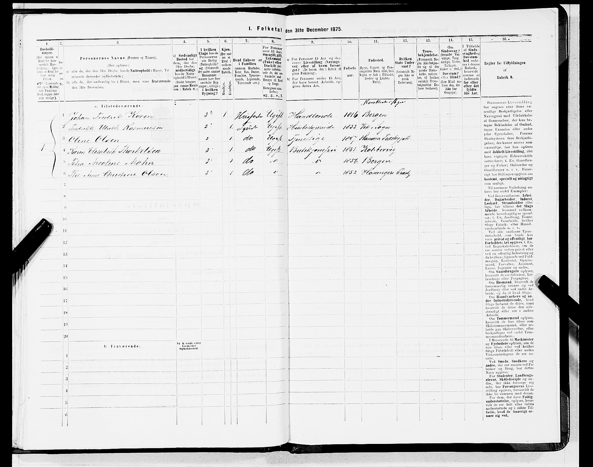 SAB, 1875 census for 1301 Bergen, 1875, p. 4564