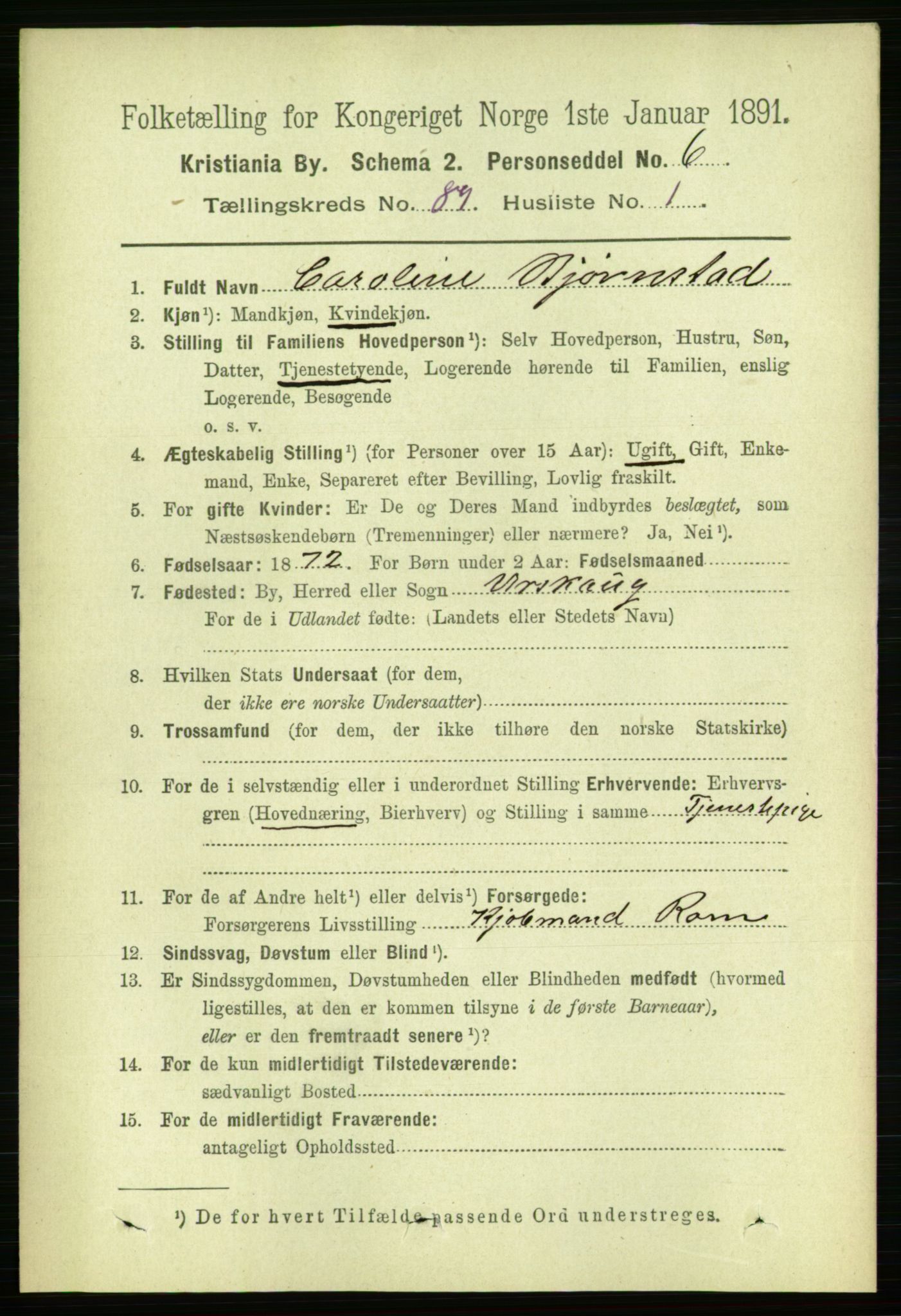 RA, 1891 census for 0301 Kristiania, 1891, p. 43904