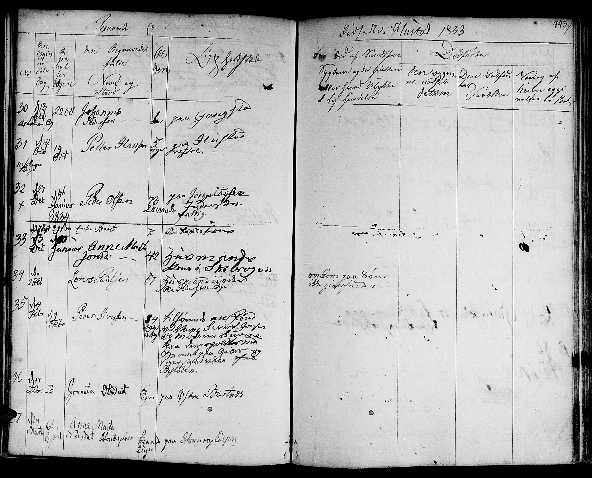 Ministerialprotokoller, klokkerbøker og fødselsregistre - Nord-Trøndelag, SAT/A-1458/730/L0277: Parish register (official) no. 730A06 /3, 1830-1839, p. 443