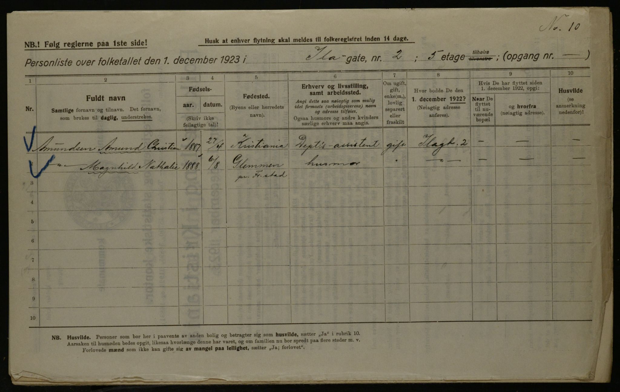 OBA, Municipal Census 1923 for Kristiania, 1923, p. 48334