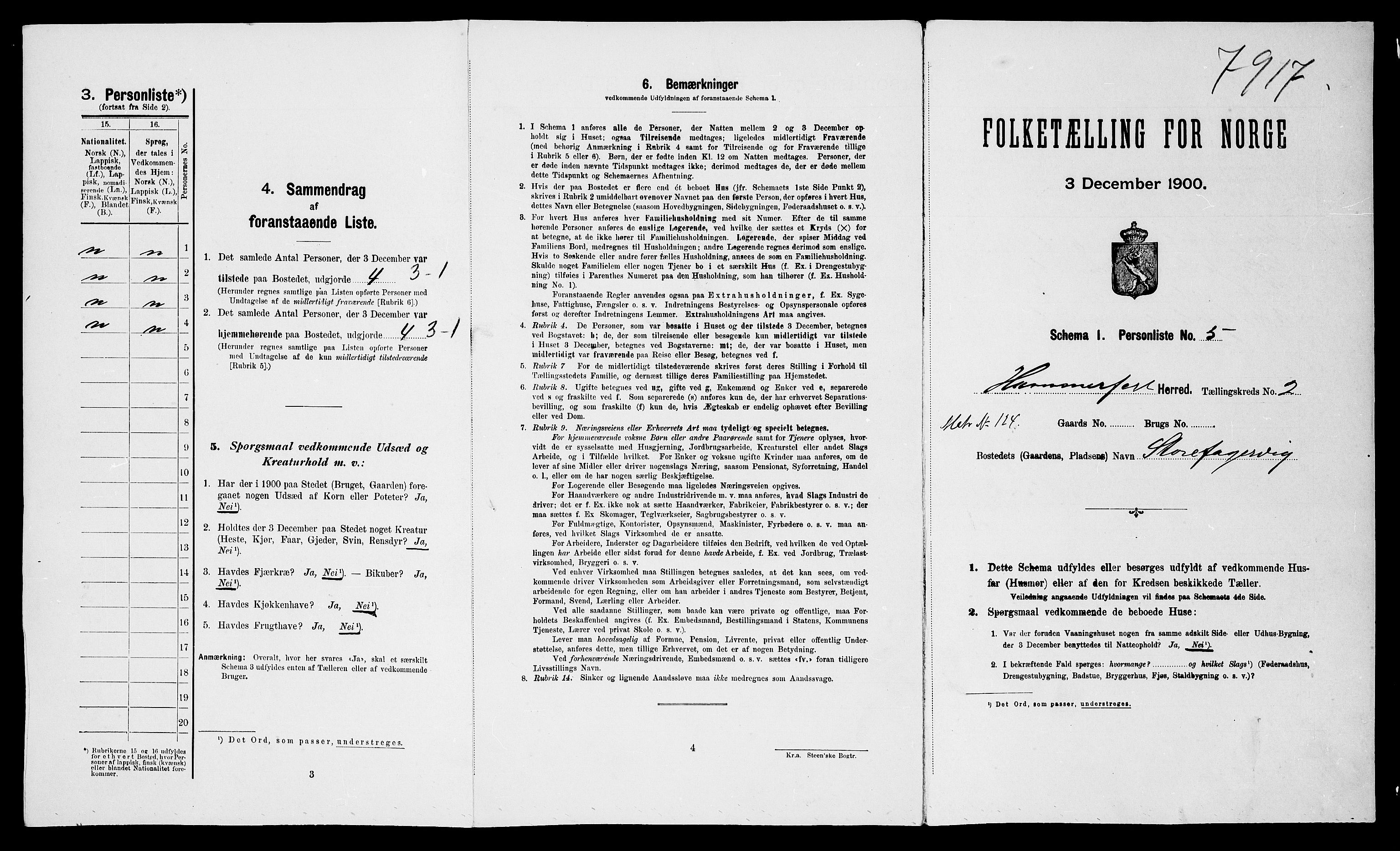 SATØ, 1900 census for Hammerfest, 1900, p. 129