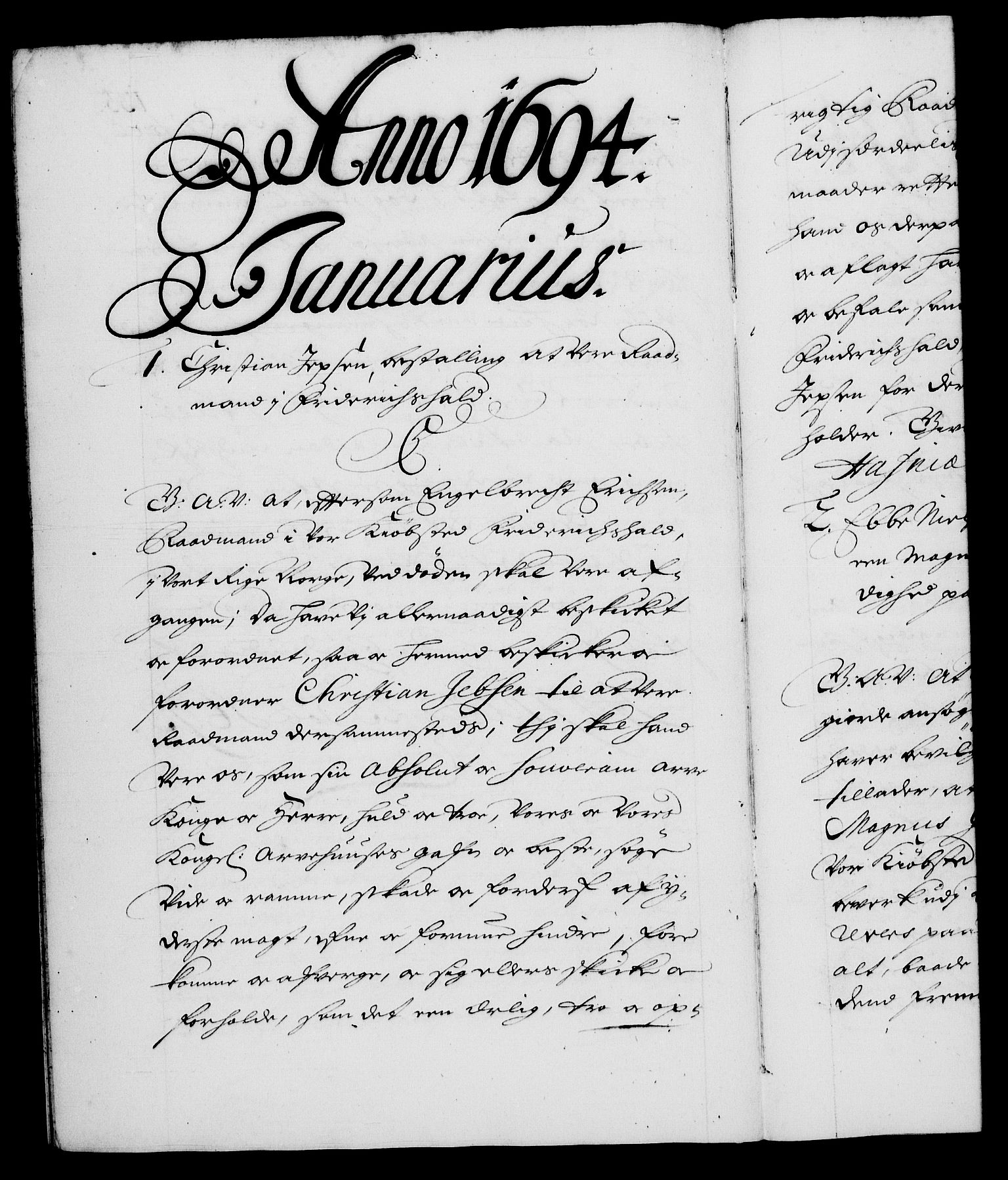 Danske Kanselli 1572-1799, RA/EA-3023/F/Fc/Fca/Fcaa/L0016: Norske registre (mikrofilm), 1692-1697, p. 135b
