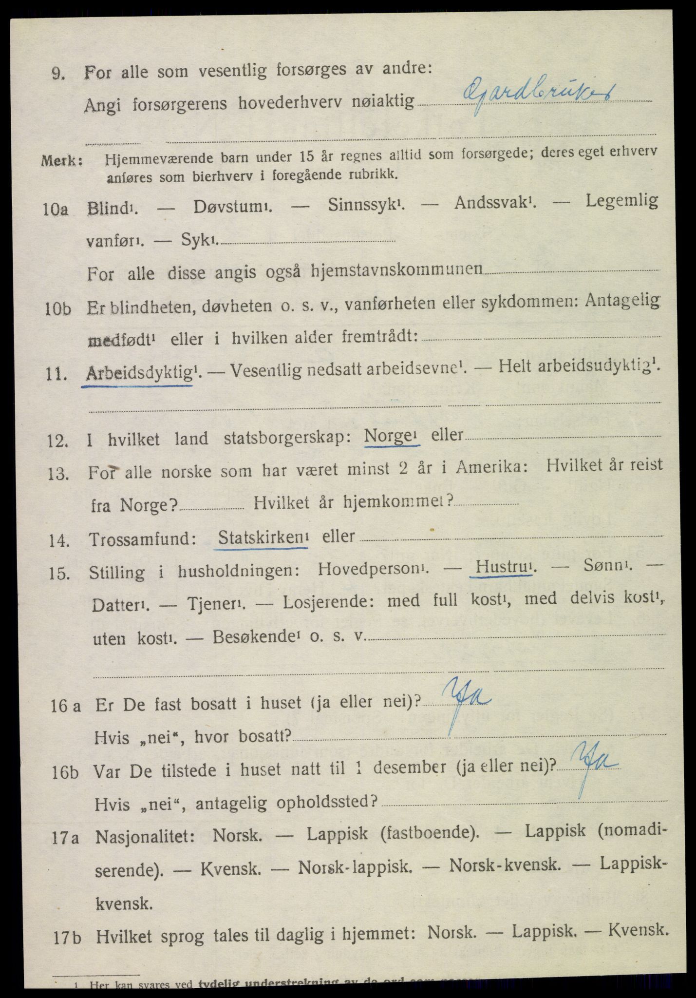 SAT, 1920 census for Kvam, 1920, p. 2002