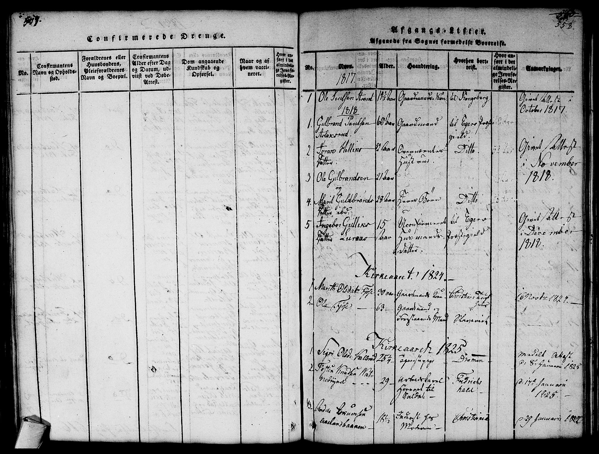Flesberg kirkebøker, SAKO/A-18/G/Ga/L0001: Parish register (copy) no. I 1, 1816-1834, p. 557-558