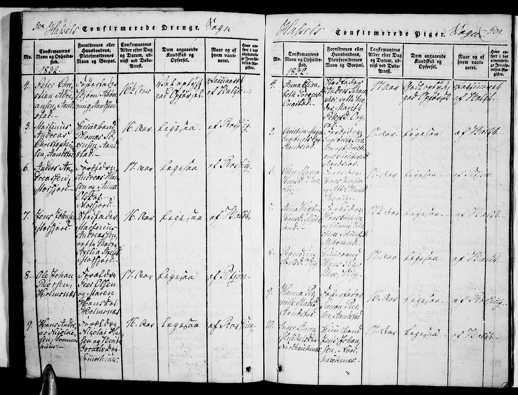 Ministerialprotokoller, klokkerbøker og fødselsregistre - Nordland, AV/SAT-A-1459/888/L1237: Parish register (official) no. 888A05 /1, 1820-1836, p. 508-509