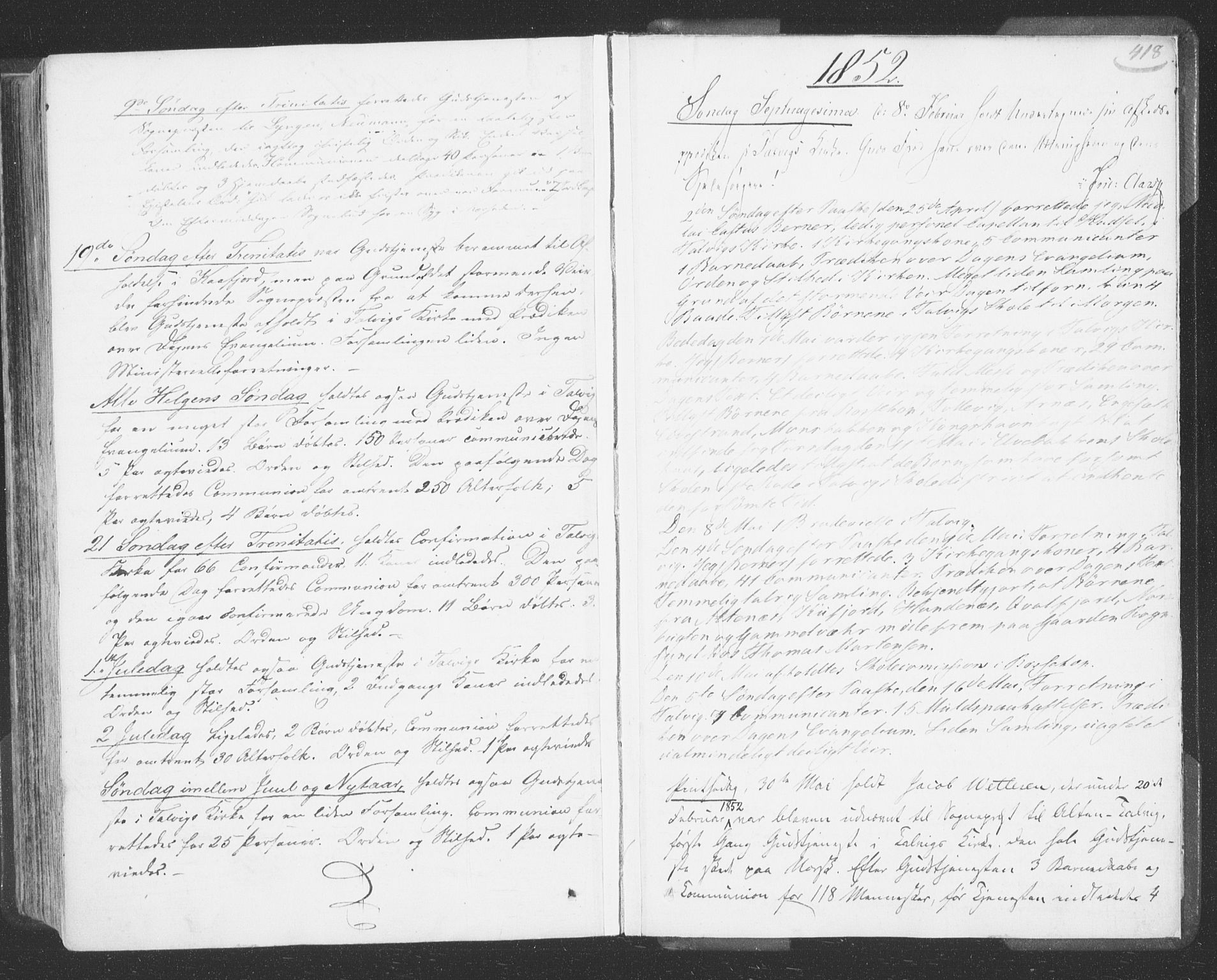 Talvik sokneprestkontor, SATØ/S-1337/H/Ha/L0009kirke: Parish register (official) no. 9, 1837-1852, p. 418