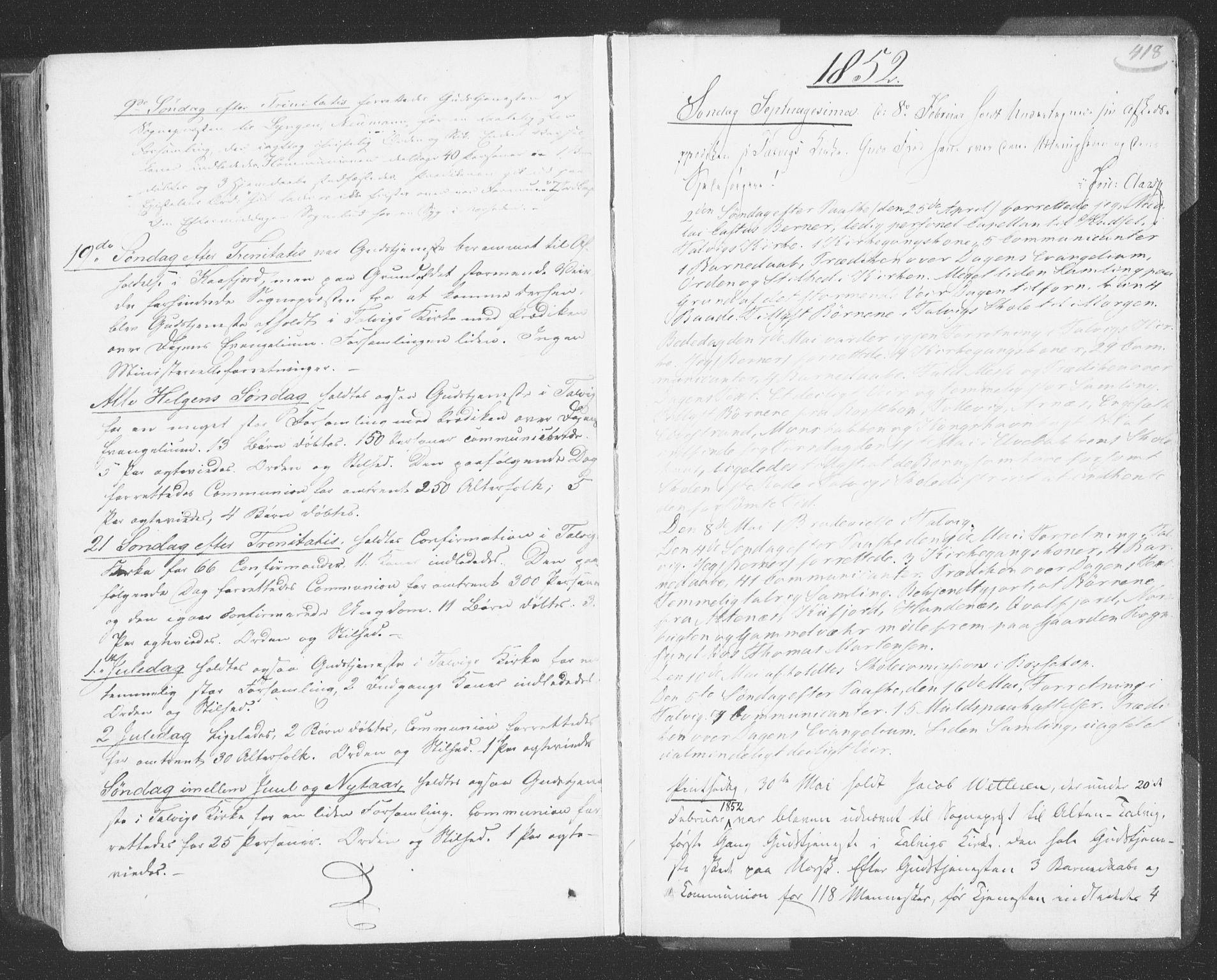 Talvik sokneprestkontor, AV/SATØ-S-1337/H/Ha/L0009kirke: Parish register (official) no. 9, 1837-1852, p. 418
