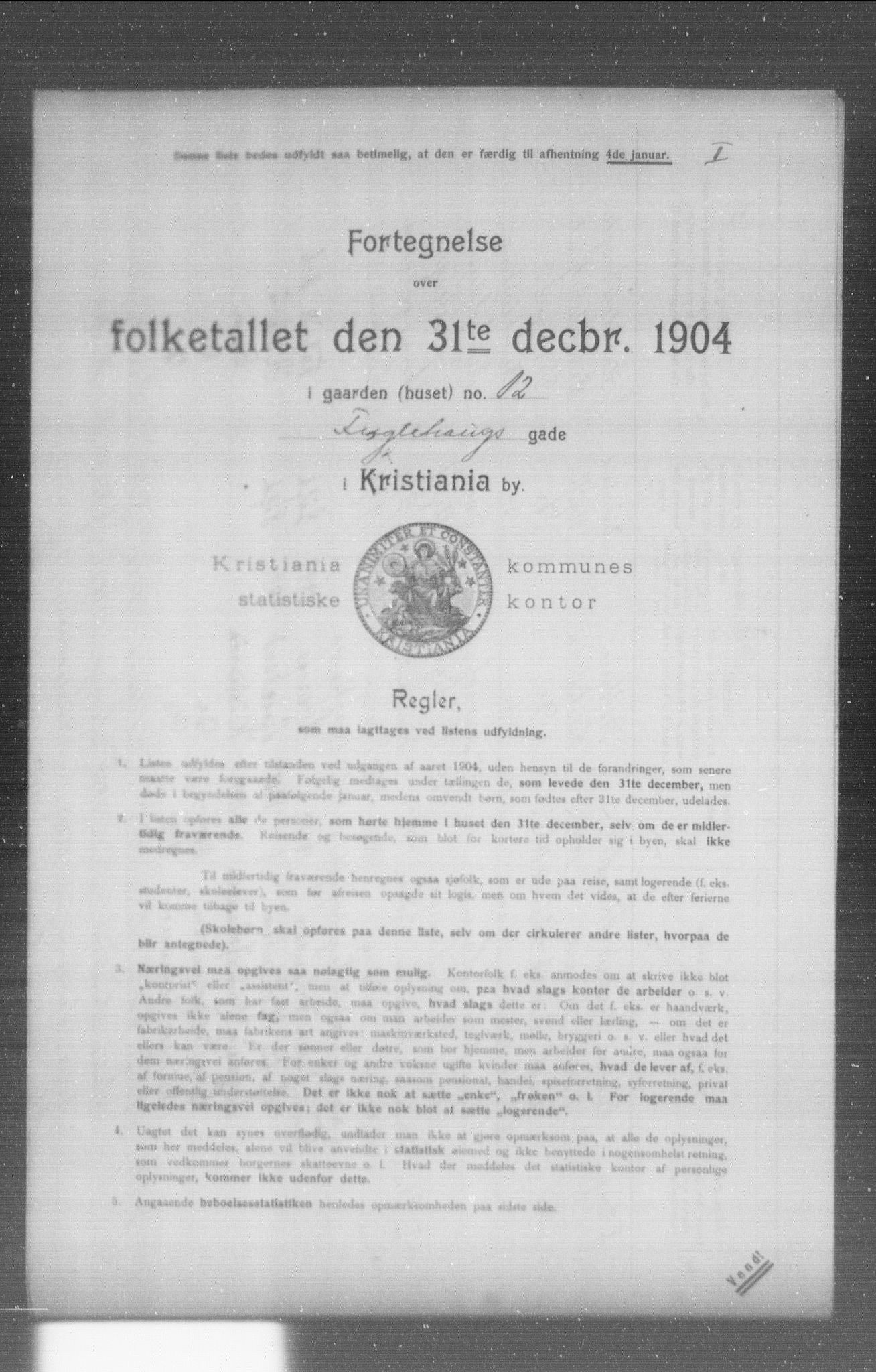 OBA, Municipal Census 1904 for Kristiania, 1904, p. 5725