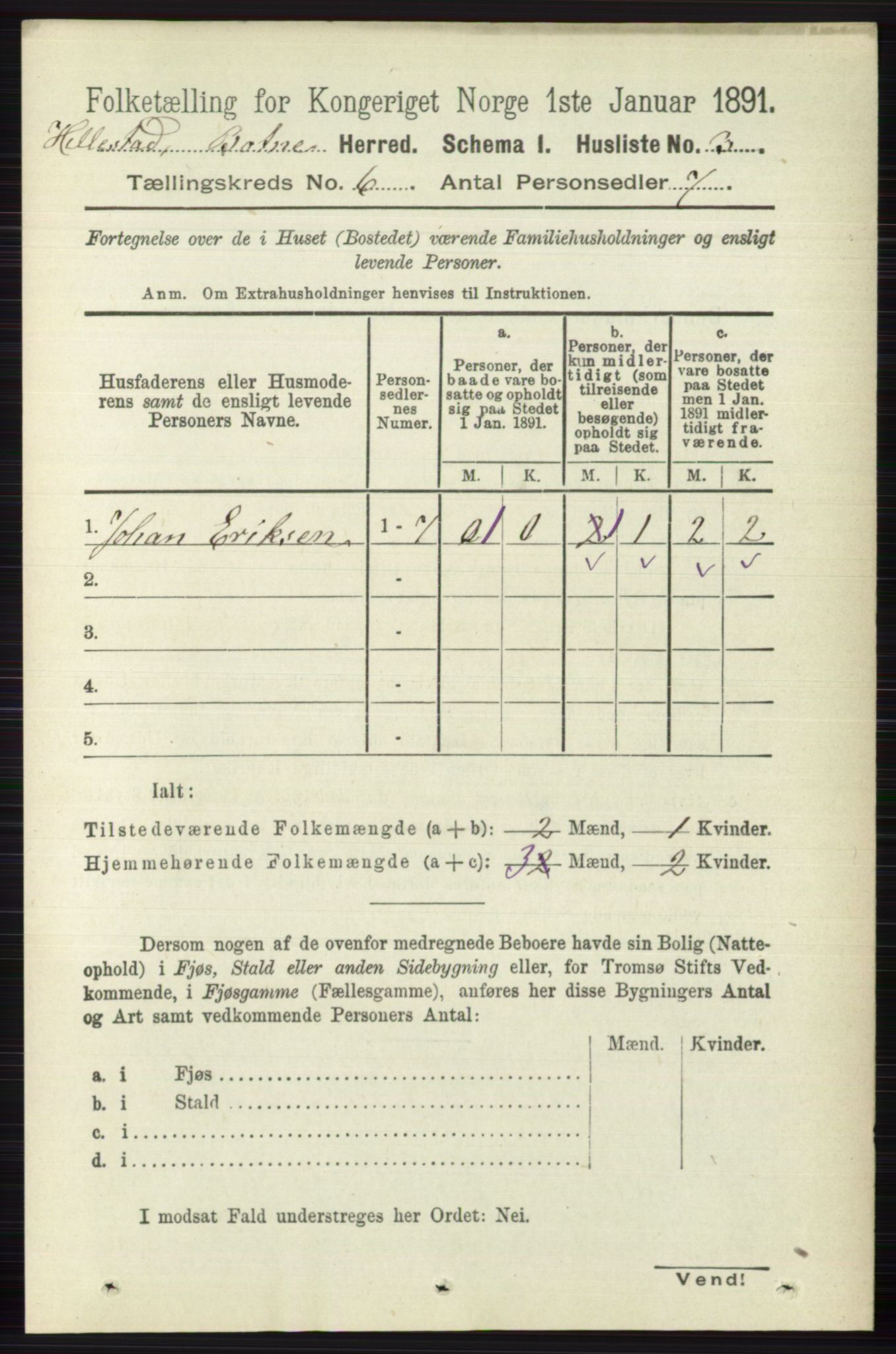 RA, 1891 census for 0715 Botne, 1891, p. 2219