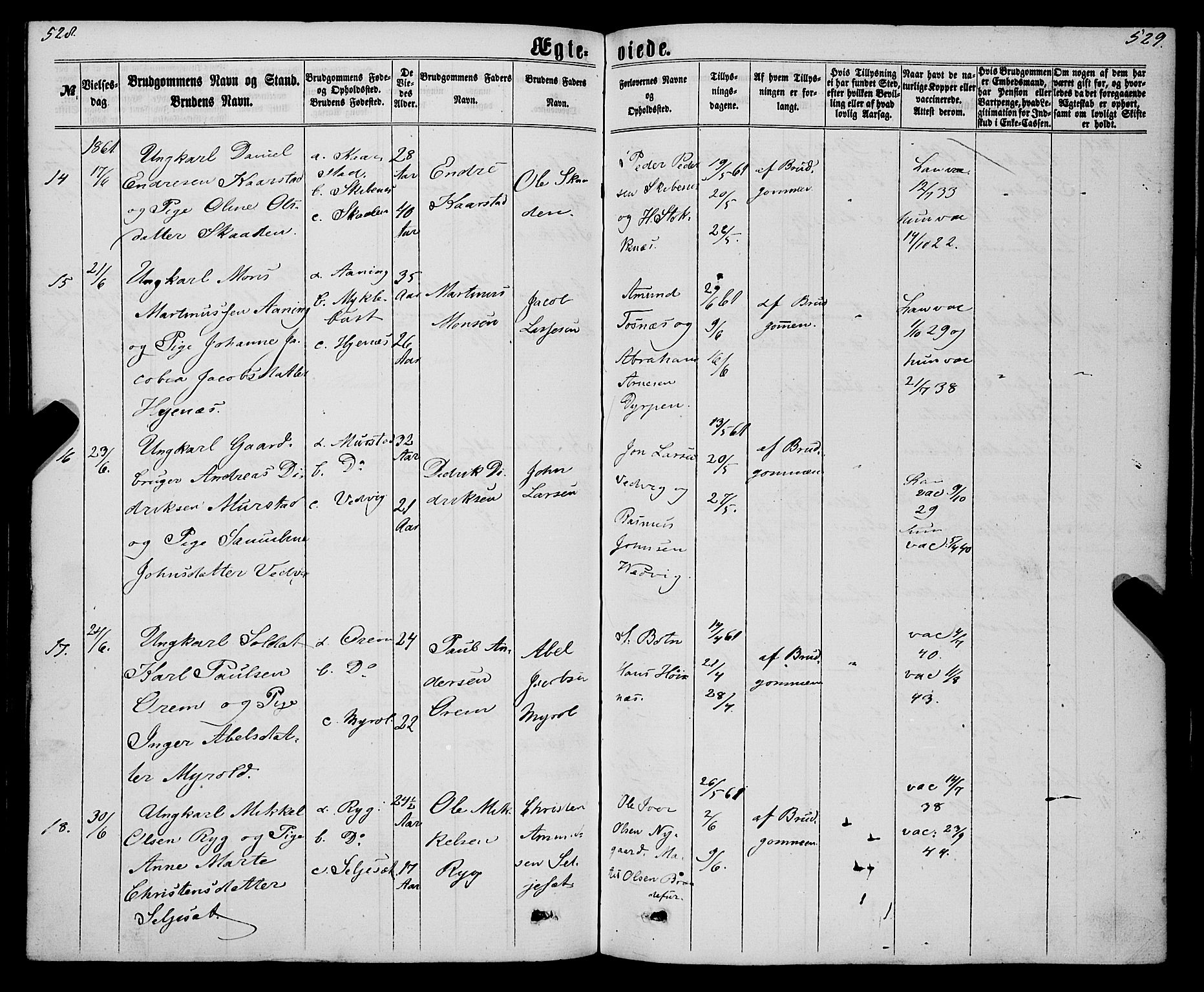 Eid sokneprestembete, AV/SAB-A-82301/H/Haa/Haaa/L0009: Parish register (official) no. A 9, 1861-1868, p. 528-529