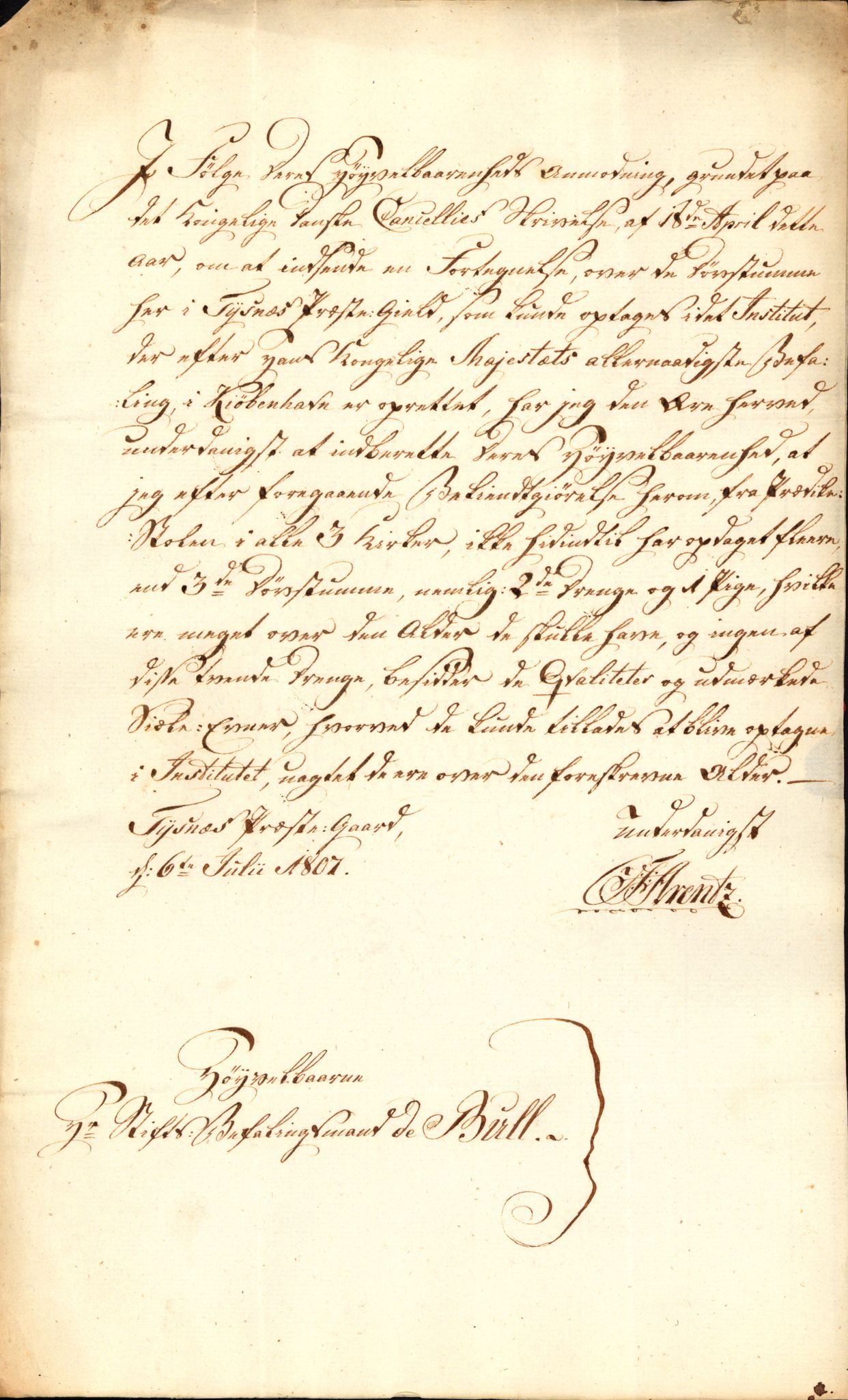 Stiftamtmannen i Bergen, SAB/A-100006/F/Fg/L0078/0003: Lnr. 2124.  / Døvstumme, 1807, p. 8