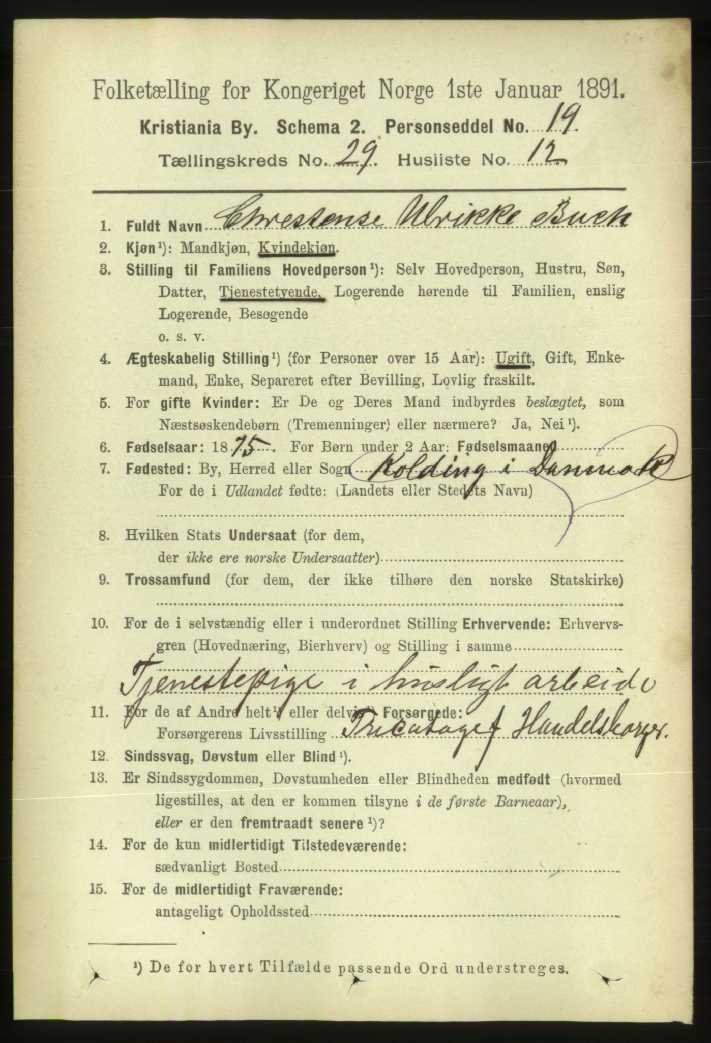 RA, 1891 census for 0301 Kristiania, 1891, p. 15205