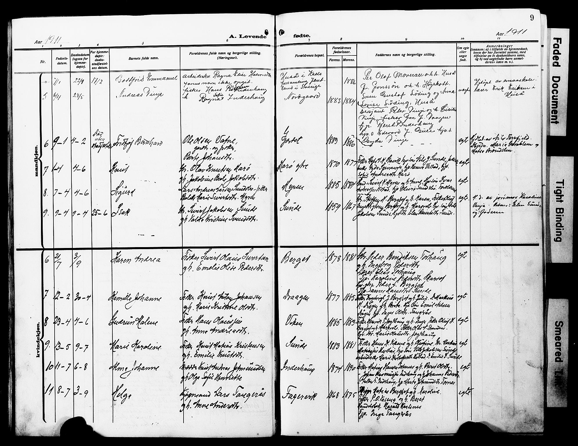 Ministerialprotokoller, klokkerbøker og fødselsregistre - Møre og Romsdal, SAT/A-1454/566/L0774: Parish register (copy) no. 566C03, 1910-1929, p. 9