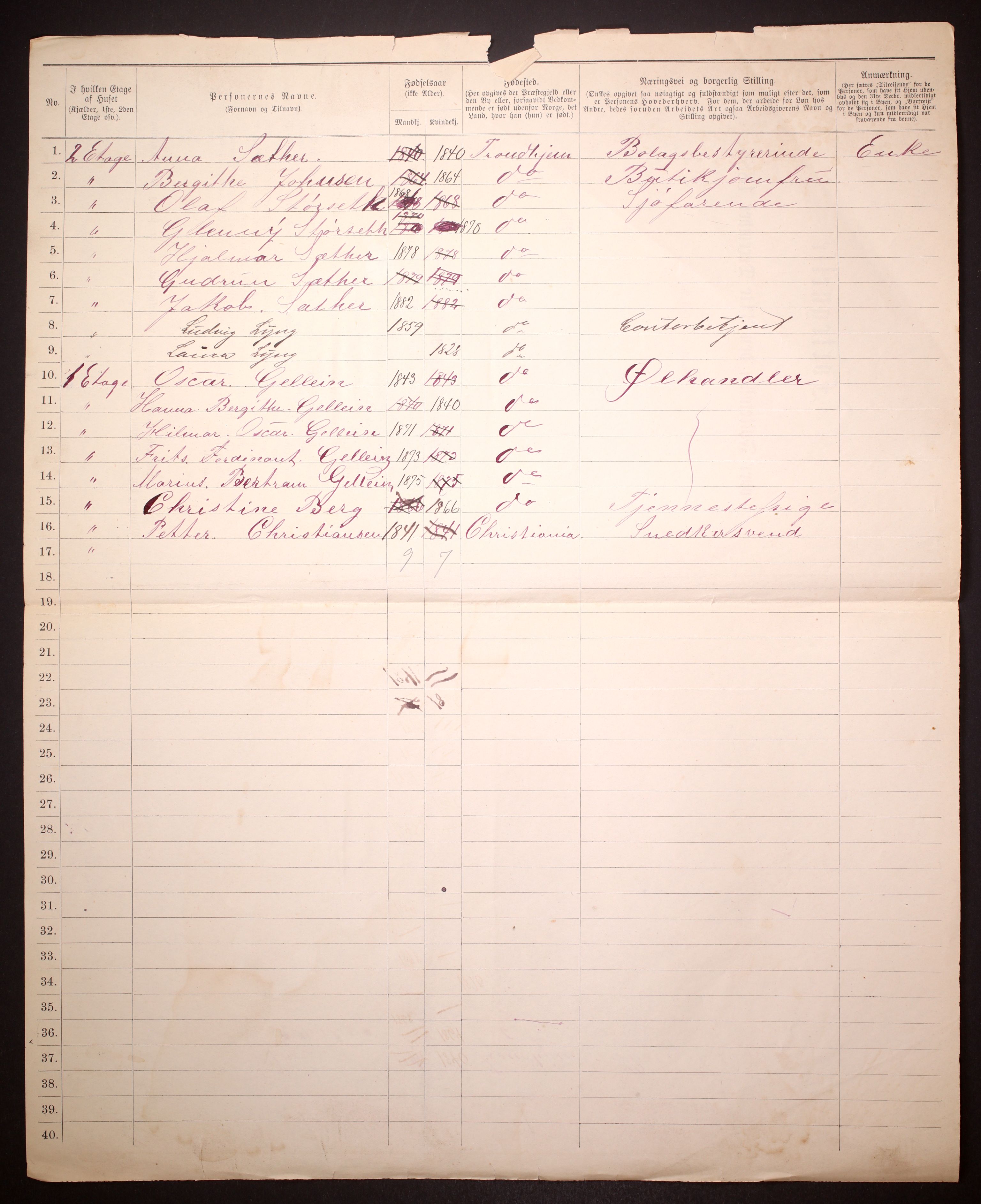 SAT, 1885 census for 1601 Trondheim, 1885, p. 1286