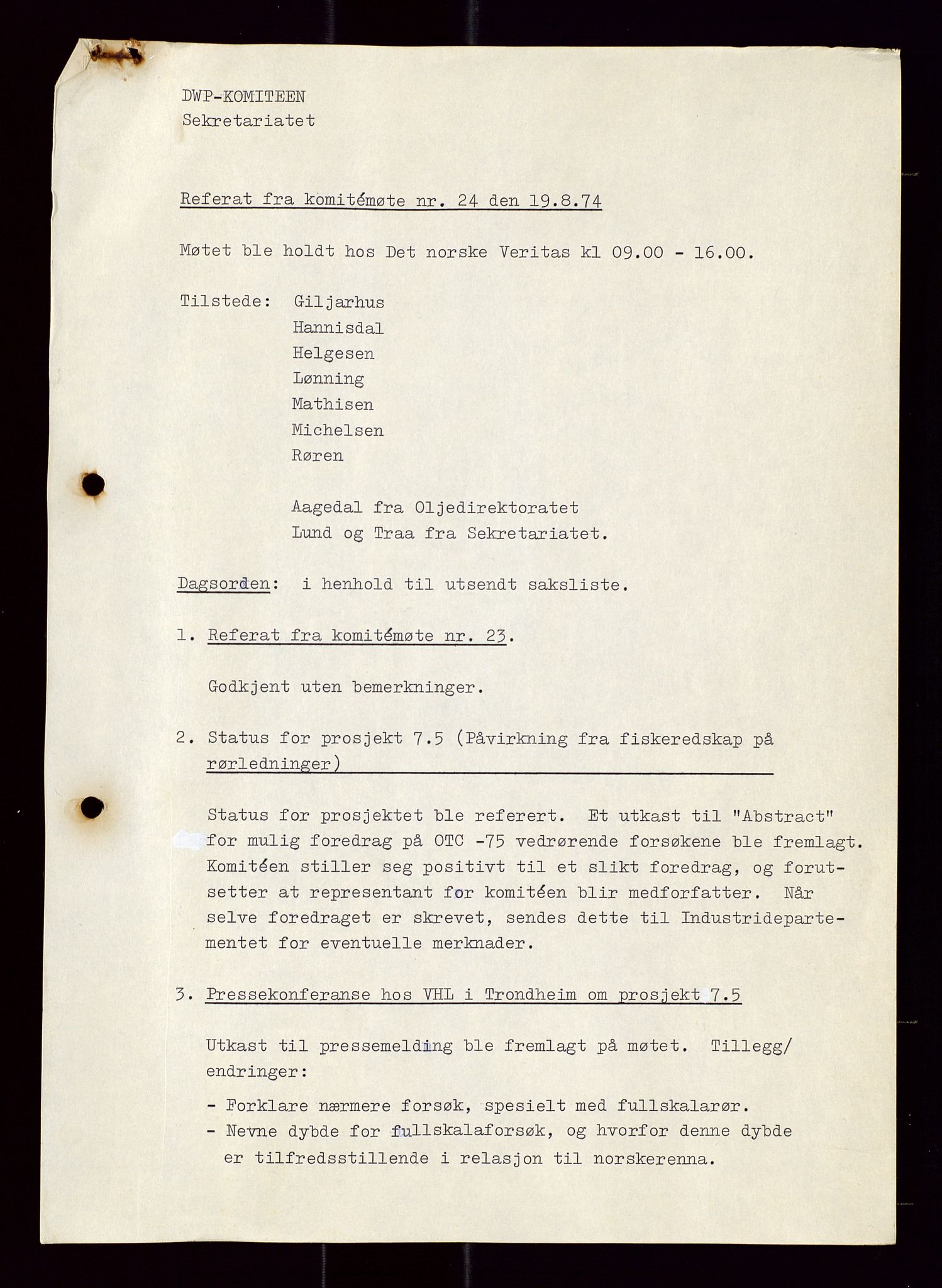 Industridepartementet, Oljekontoret, AV/SAST-A-101348/Di/L0001: DWP, møter juni - november, komiteemøter nr. 19 - 26, 1973-1974, p. 638