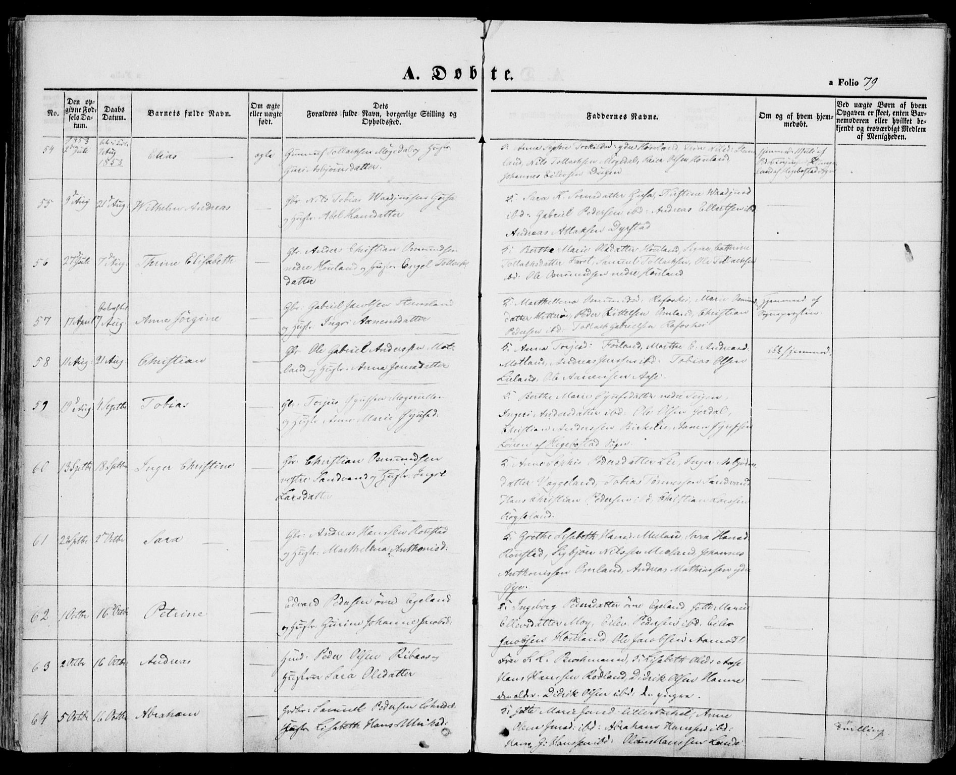 Kvinesdal sokneprestkontor, SAK/1111-0026/F/Fa/Fab/L0005: Parish register (official) no. A 5, 1844-1857, p. 79