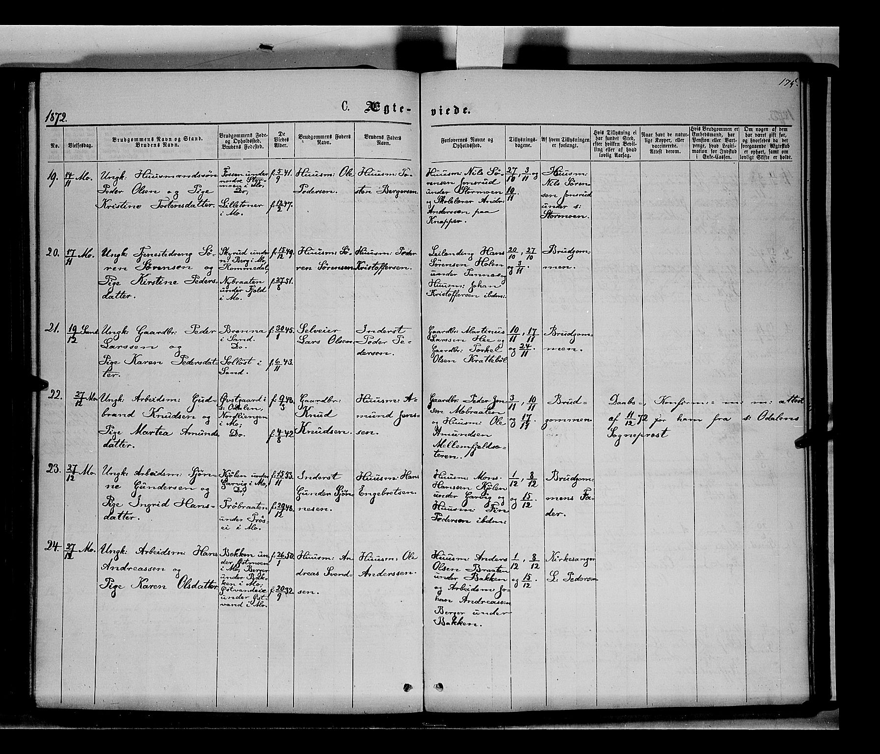 Nord-Odal prestekontor, AV/SAH-PREST-032/H/Ha/Haa/L0004: Parish register (official) no. 4, 1866-1873, p. 175