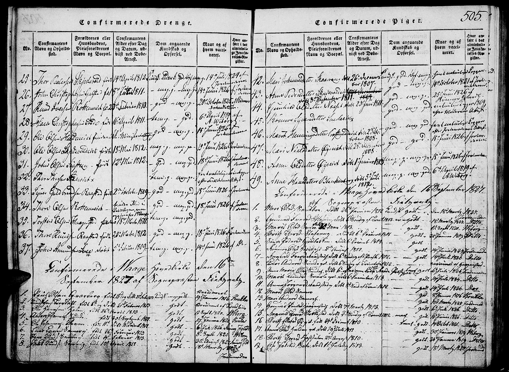 Vågå prestekontor, AV/SAH-PREST-076/H/Ha/Hab/L0001: Parish register (copy) no. 1, 1815-1827, p. 504-505