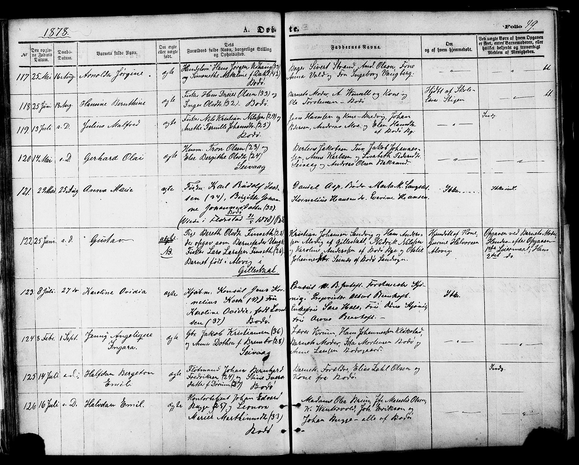 Ministerialprotokoller, klokkerbøker og fødselsregistre - Nordland, SAT/A-1459/801/L0009: Parish register (official) no. 801A09, 1876-1883, p. 49