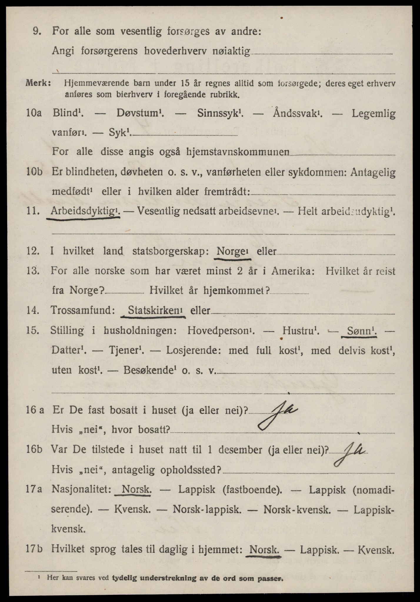 SAT, 1920 census for Hemne, 1920, p. 2857