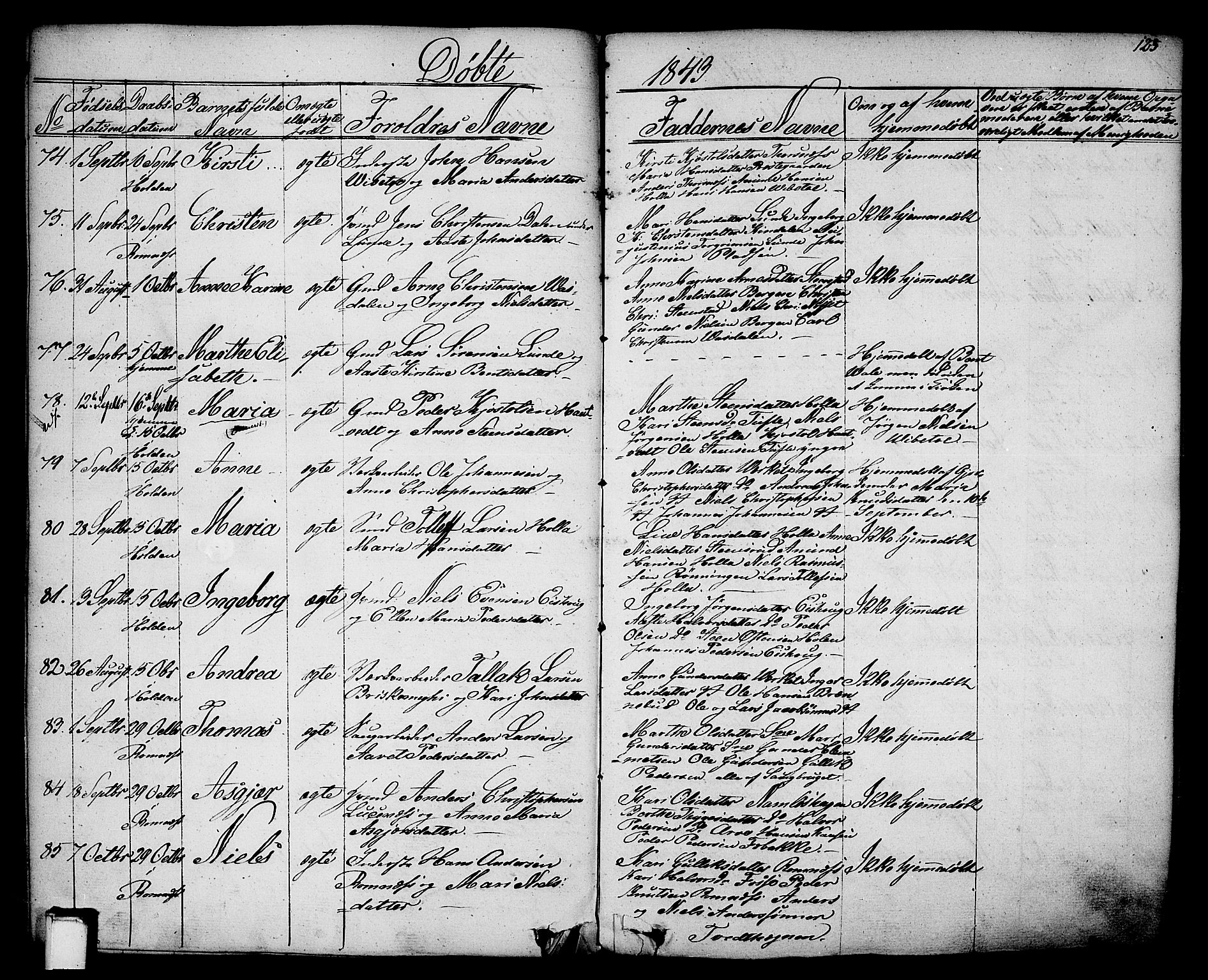 Holla kirkebøker, AV/SAKO-A-272/F/Fa/L0004: Parish register (official) no. 4, 1830-1848, p. 123