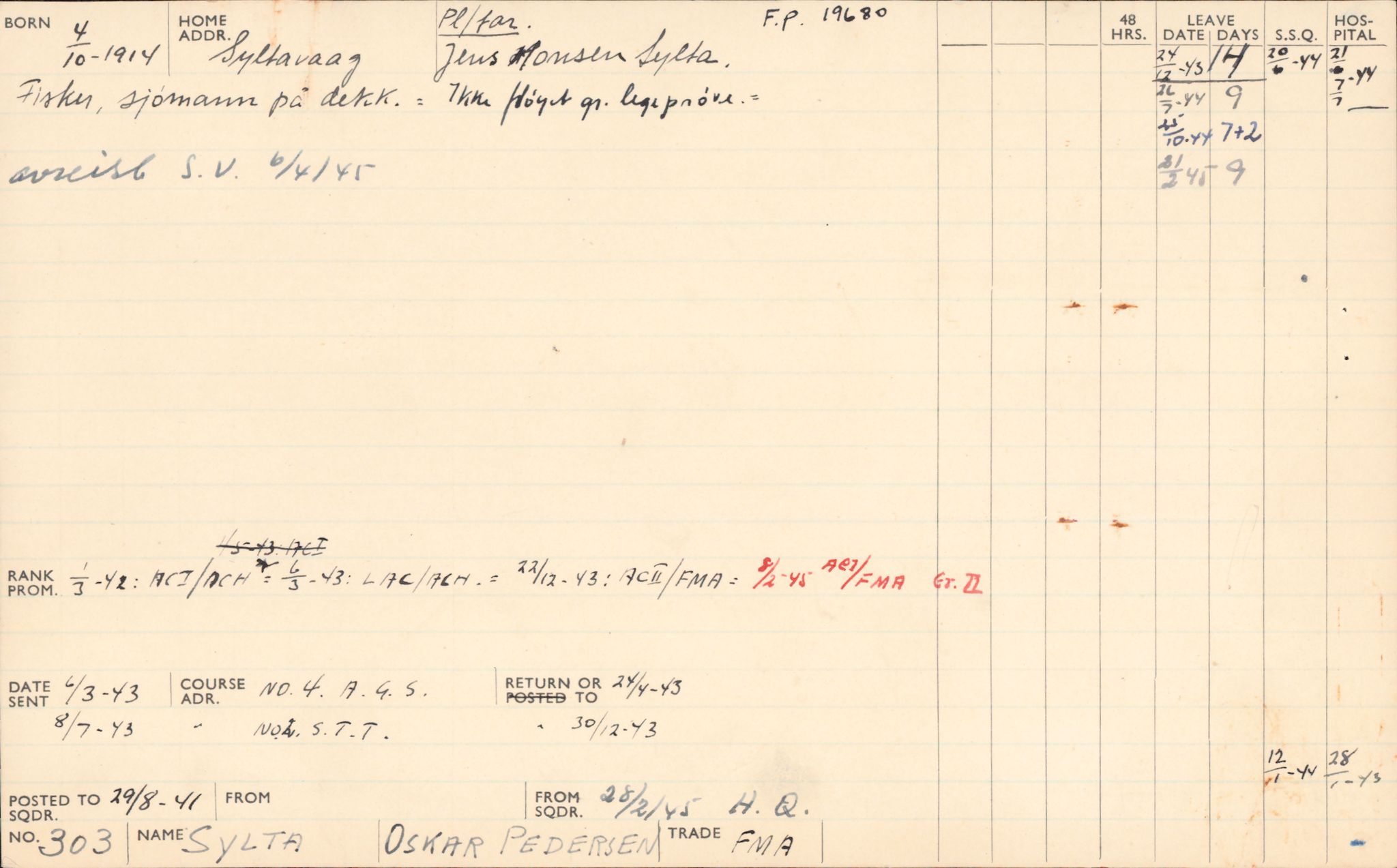 Forsvaret, Forsvarets overkommando/Luftforsvarsstaben, AV/RA-RAFA-4079/P/Pa/L0038: Personellpapirer, 1914, p. 218