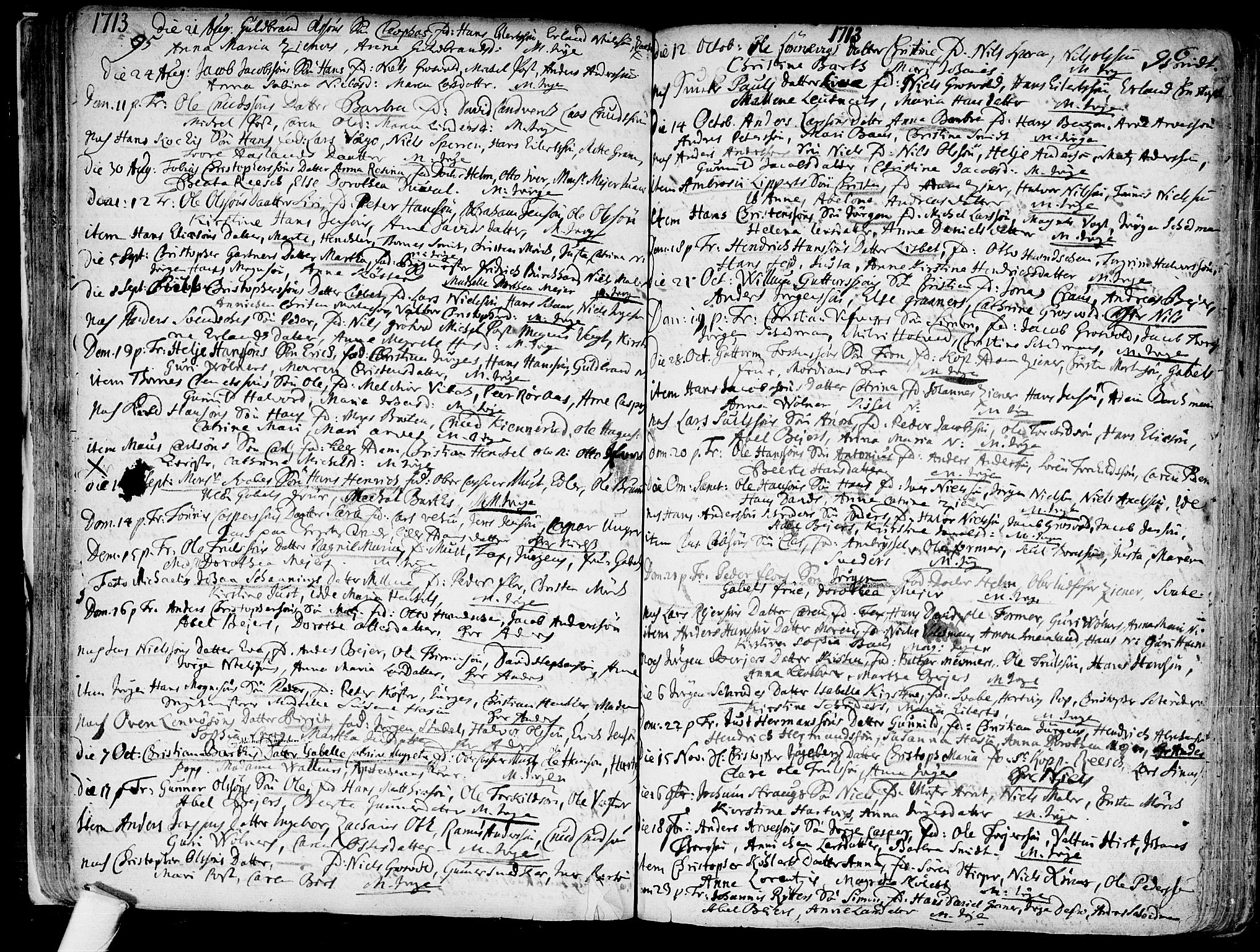 Kongsberg kirkebøker, AV/SAKO-A-22/F/Fa/L0001: Parish register (official) no. I 1, 1696-1720, p. 95-96