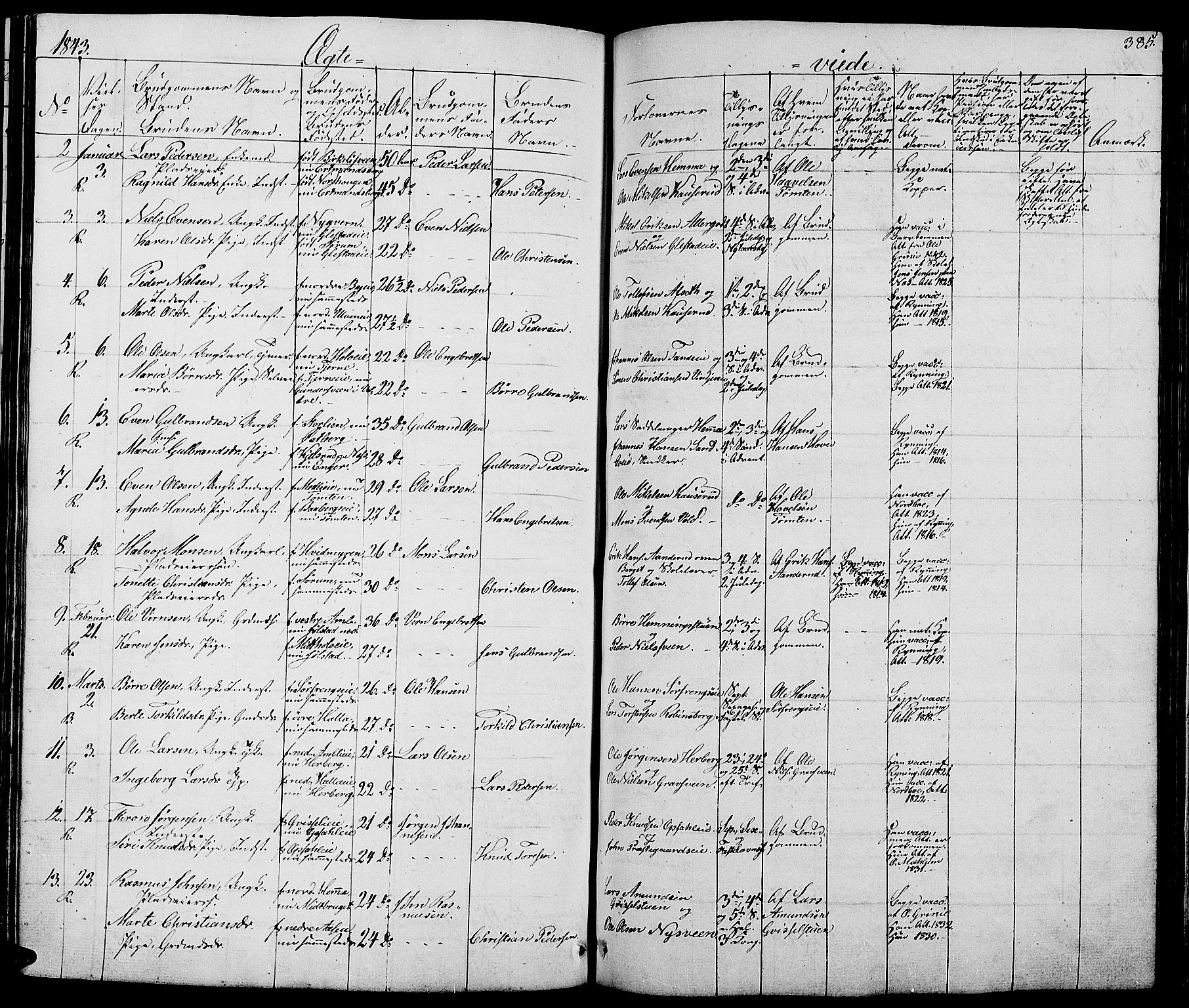 Ringsaker prestekontor, SAH/PREST-014/L/La/L0005: Parish register (copy) no. 5, 1839-1850, p. 385