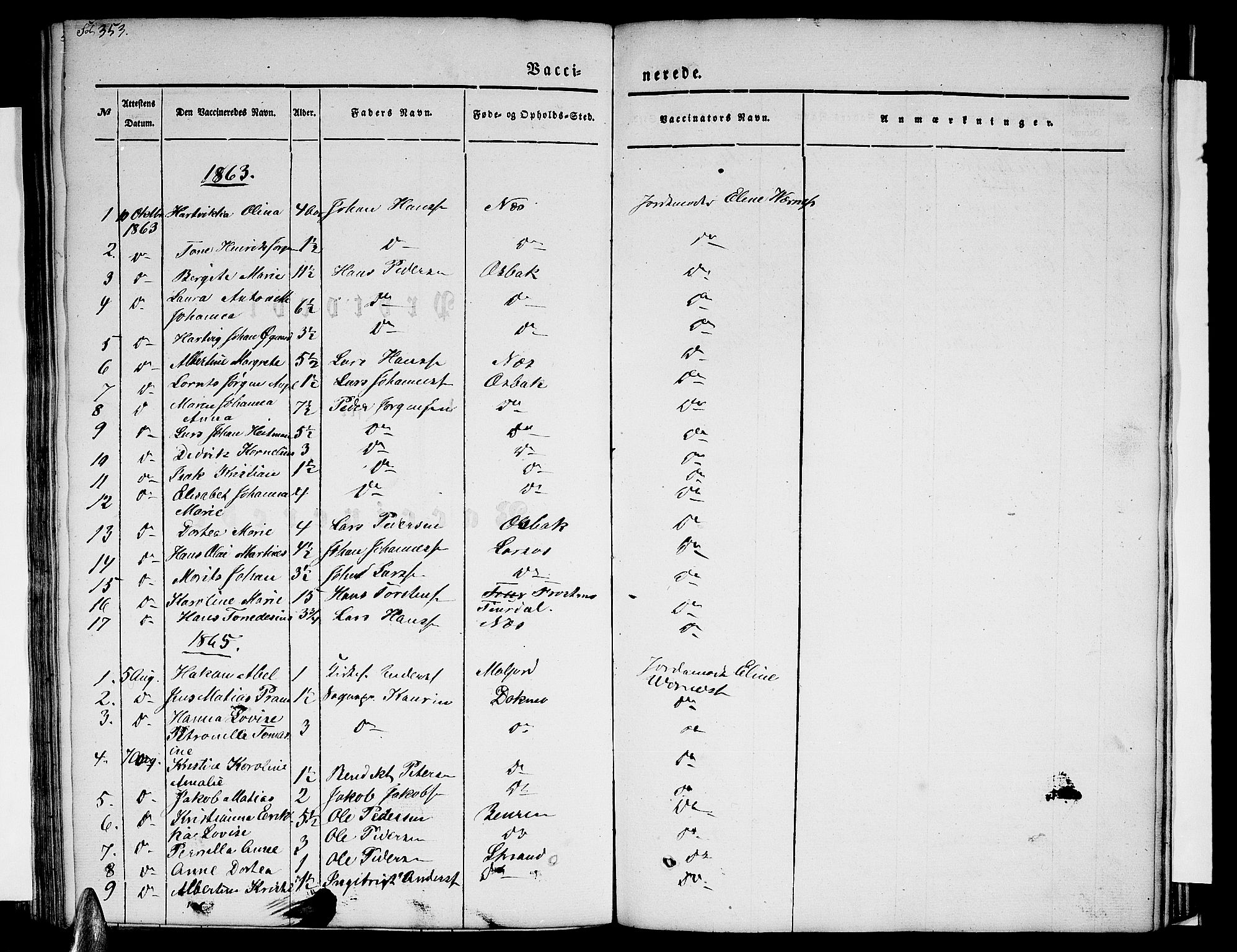 Ministerialprotokoller, klokkerbøker og fødselsregistre - Nordland, AV/SAT-A-1459/846/L0652: Parish register (copy) no. 846C02, 1841-1871, p. 353