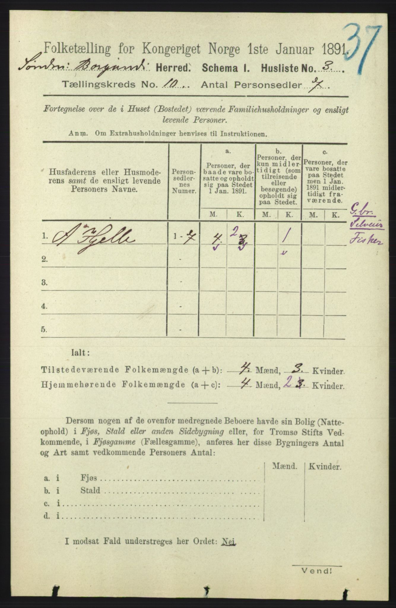 RA, 1891 census for 1531 Borgund, 1891, p. 2616