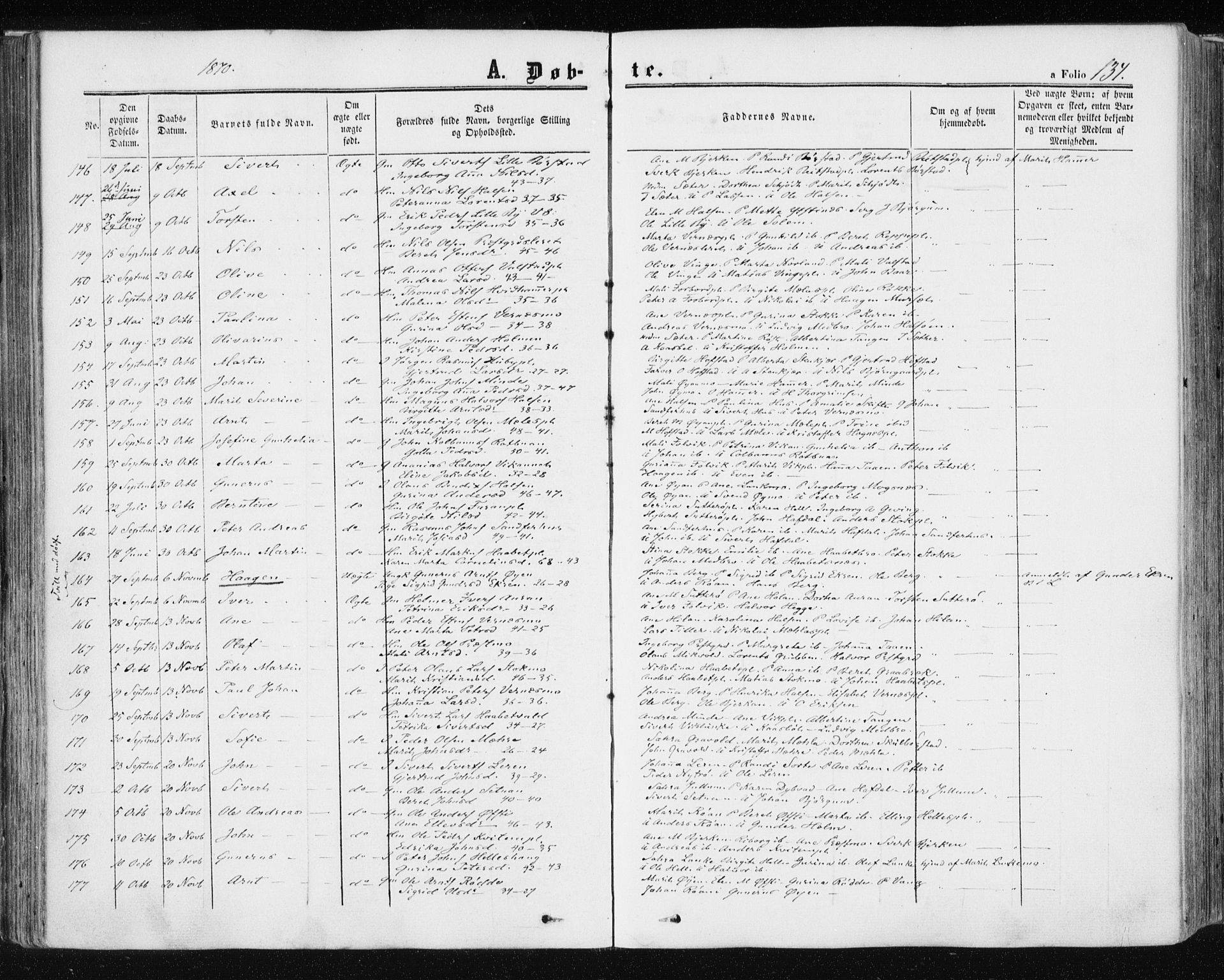 Ministerialprotokoller, klokkerbøker og fødselsregistre - Nord-Trøndelag, AV/SAT-A-1458/709/L0075: Parish register (official) no. 709A15, 1859-1870, p. 134