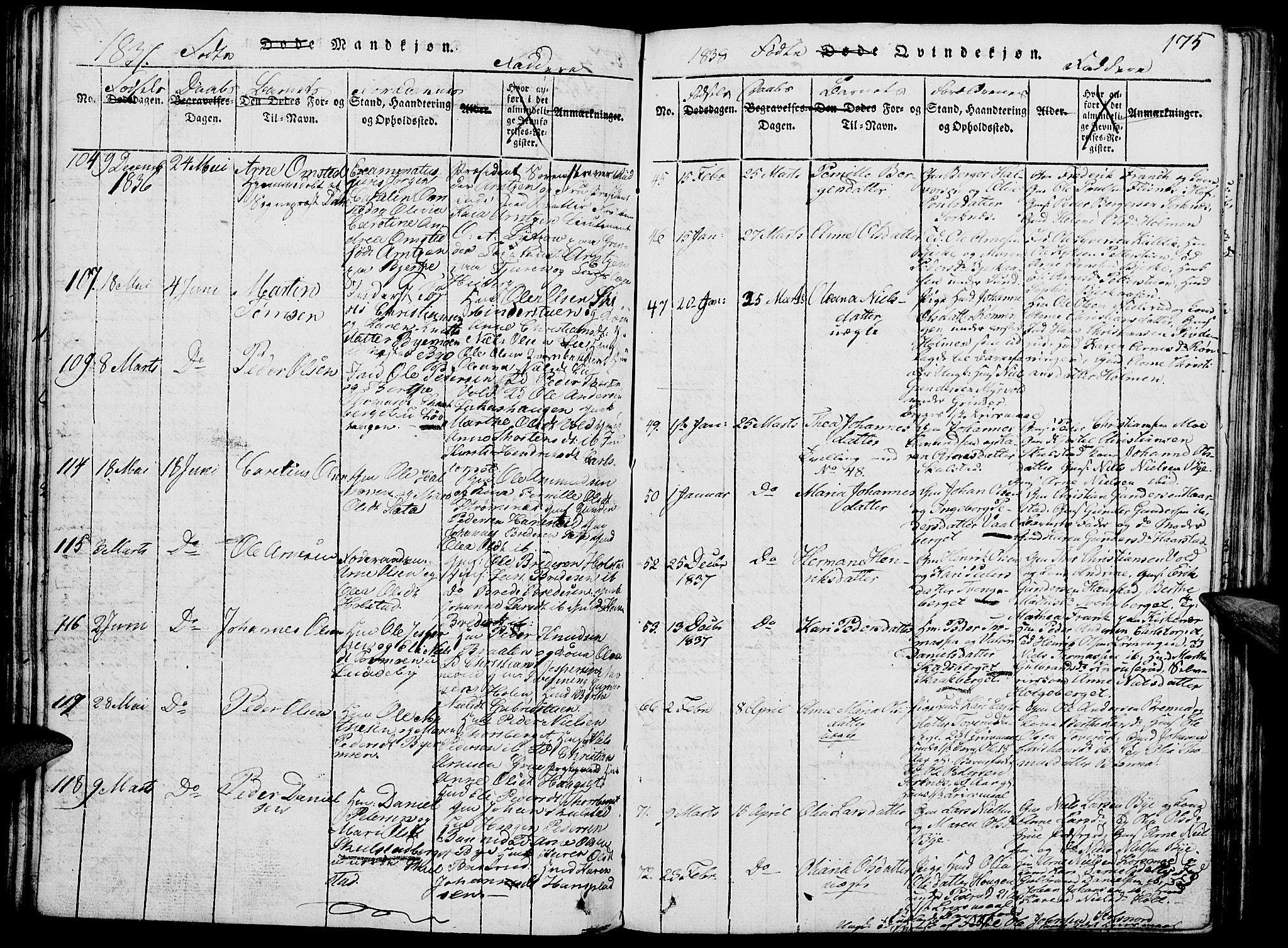 Grue prestekontor, SAH/PREST-036/H/Ha/Hab/L0002: Parish register (copy) no. 2, 1815-1841, p. 175