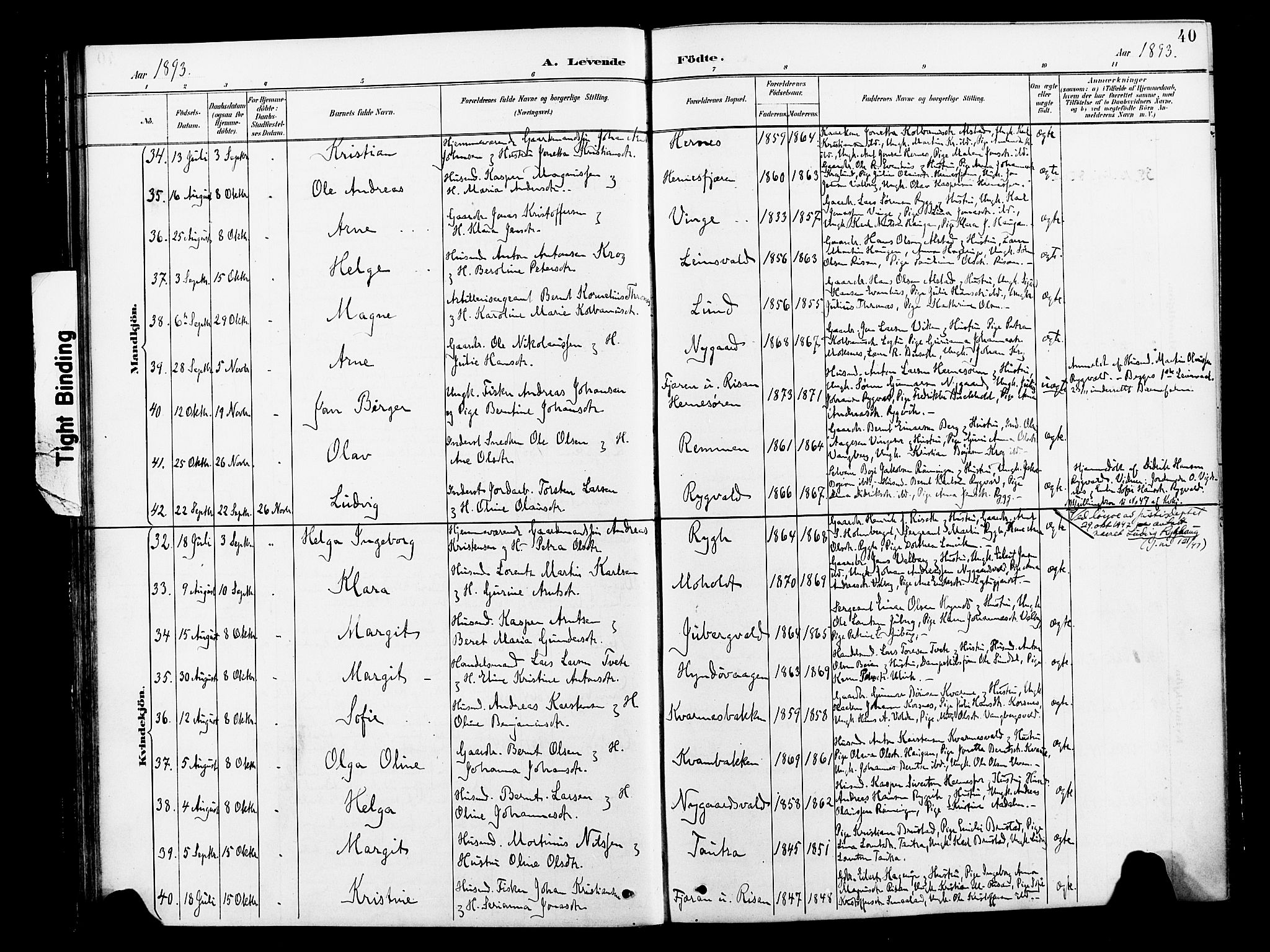 Ministerialprotokoller, klokkerbøker og fødselsregistre - Nord-Trøndelag, SAT/A-1458/713/L0121: Parish register (official) no. 713A10, 1888-1898, p. 40