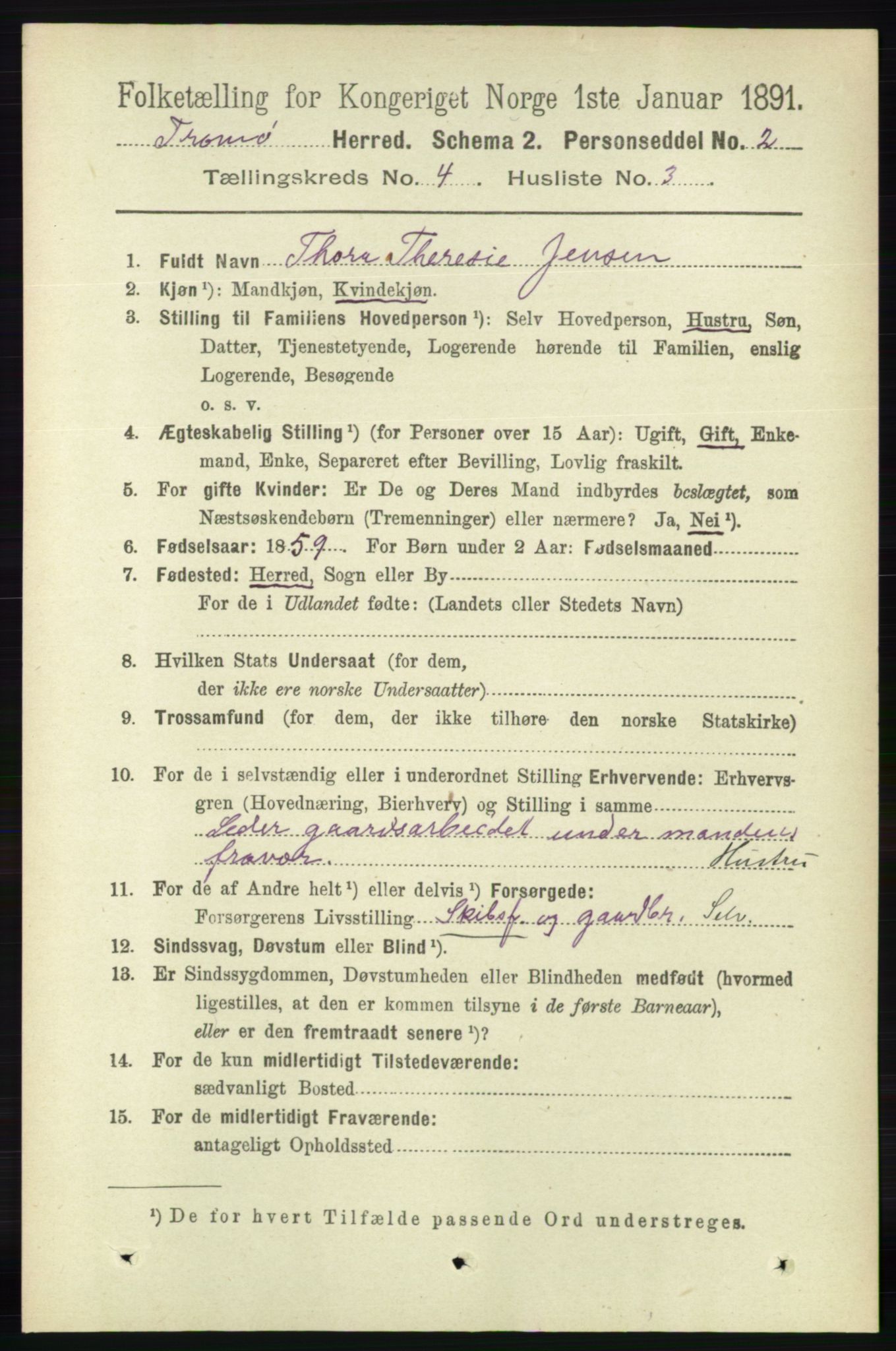 RA, 1891 census for 0921 Tromøy, 1891, p. 1468