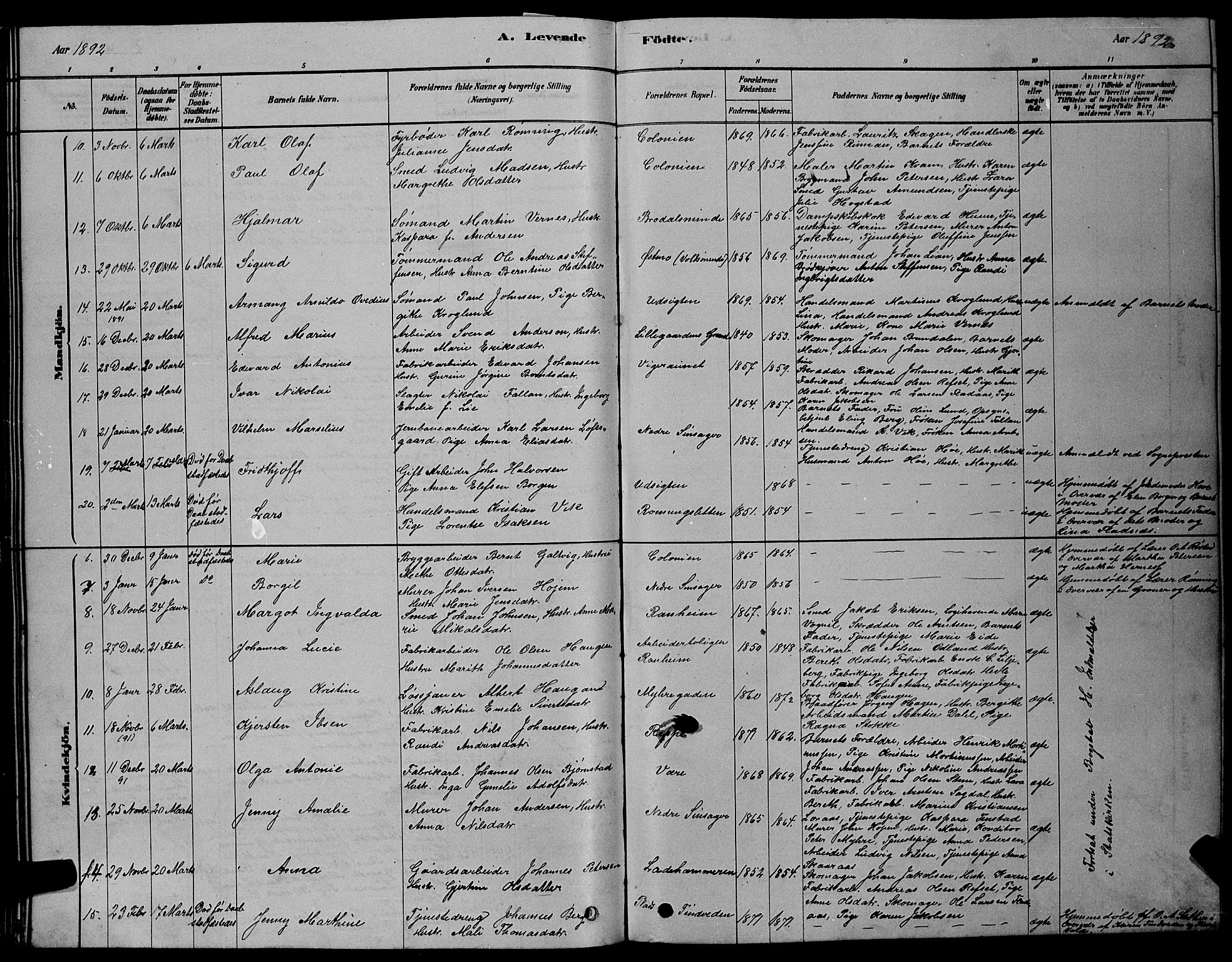 Ministerialprotokoller, klokkerbøker og fødselsregistre - Sør-Trøndelag, SAT/A-1456/606/L0312: Parish register (copy) no. 606C08, 1878-1894