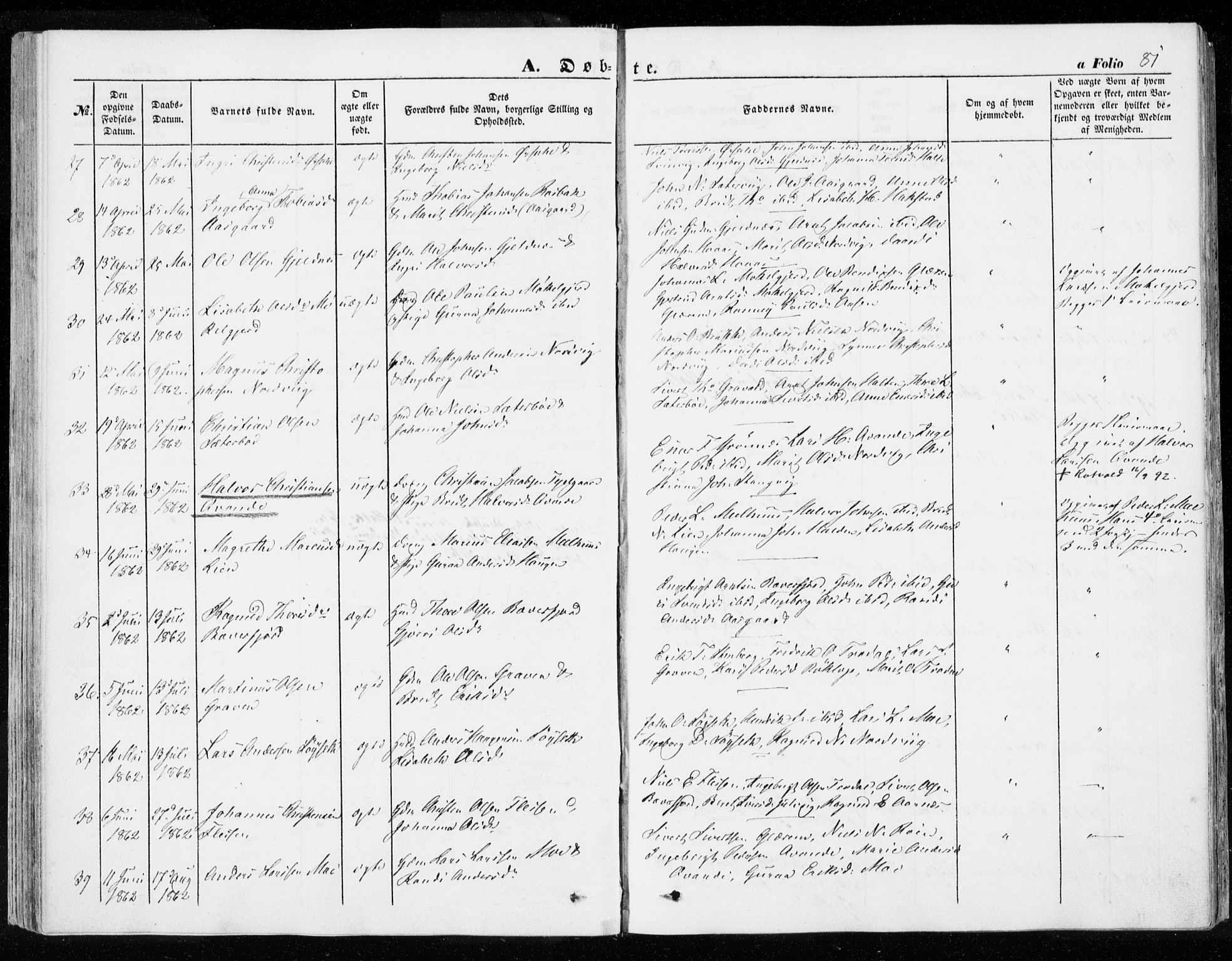 Ministerialprotokoller, klokkerbøker og fødselsregistre - Møre og Romsdal, AV/SAT-A-1454/592/L1026: Parish register (official) no. 592A04, 1849-1867, p. 81