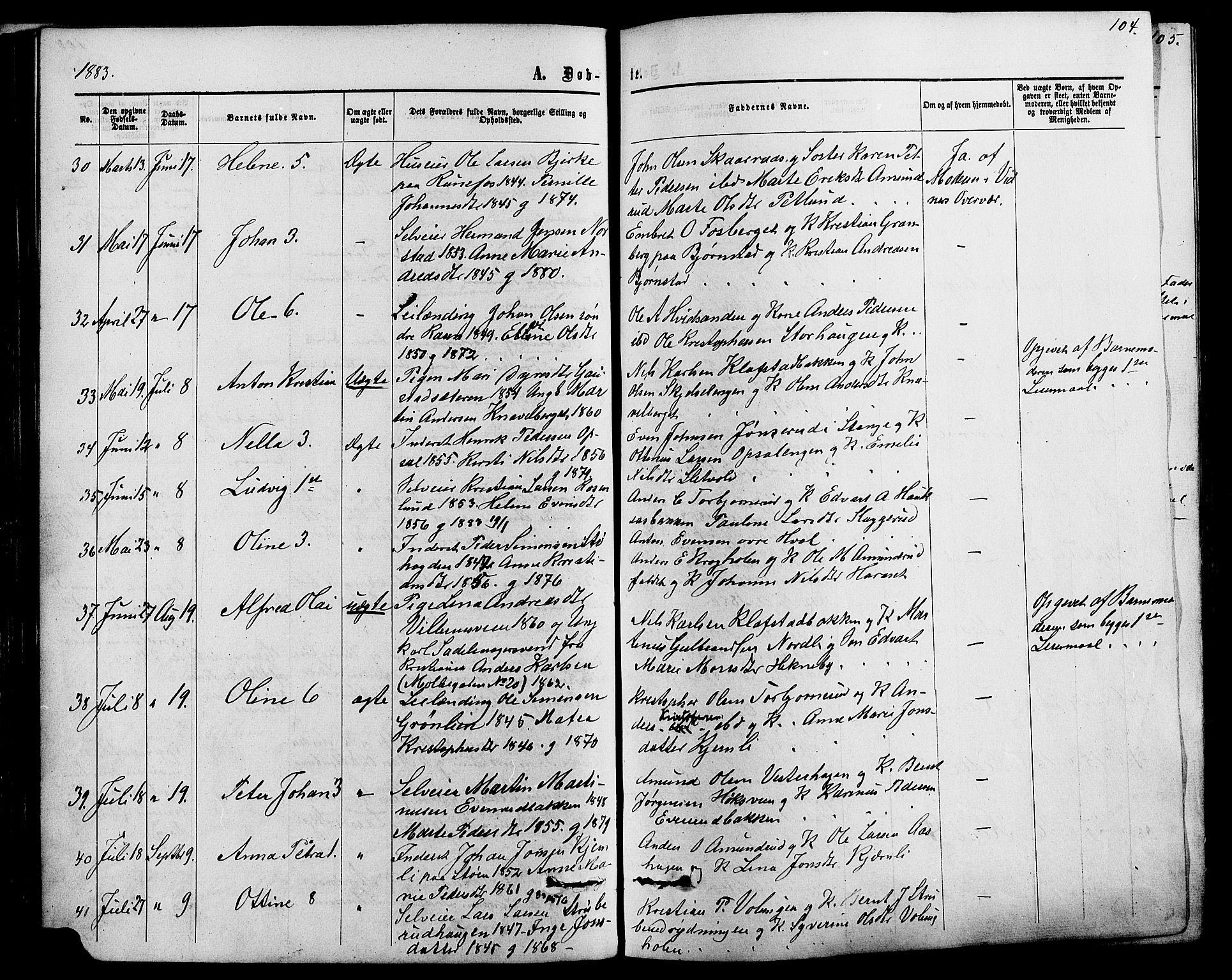 Romedal prestekontor, AV/SAH-PREST-004/K/L0006: Parish register (official) no. 6, 1866-1886, p. 104