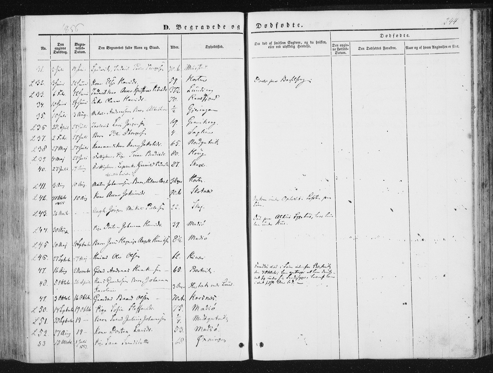 Ministerialprotokoller, klokkerbøker og fødselsregistre - Nord-Trøndelag, SAT/A-1458/780/L0640: Parish register (official) no. 780A05, 1845-1856, p. 244