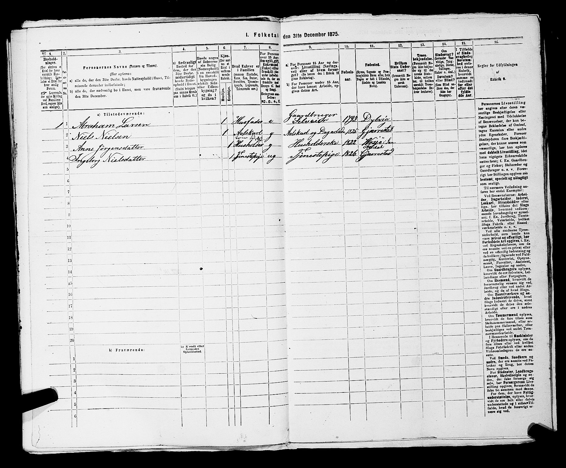 SAKO, 1875 census for 0816P Sannidal, 1875, p. 1838