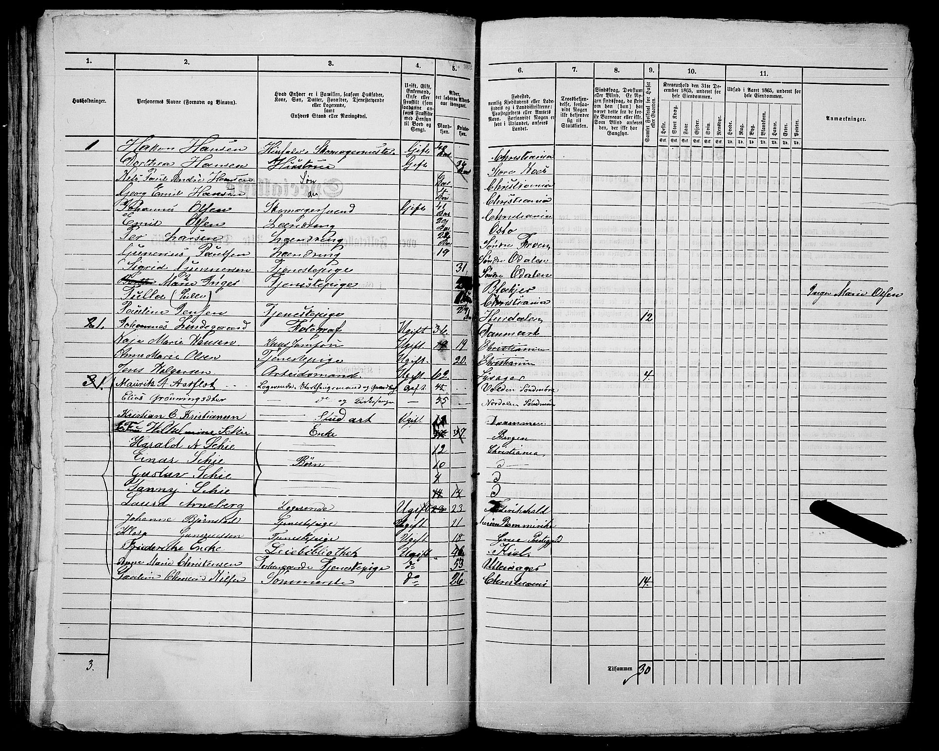 RA, 1865 census for Kristiania, 1865, p. 267