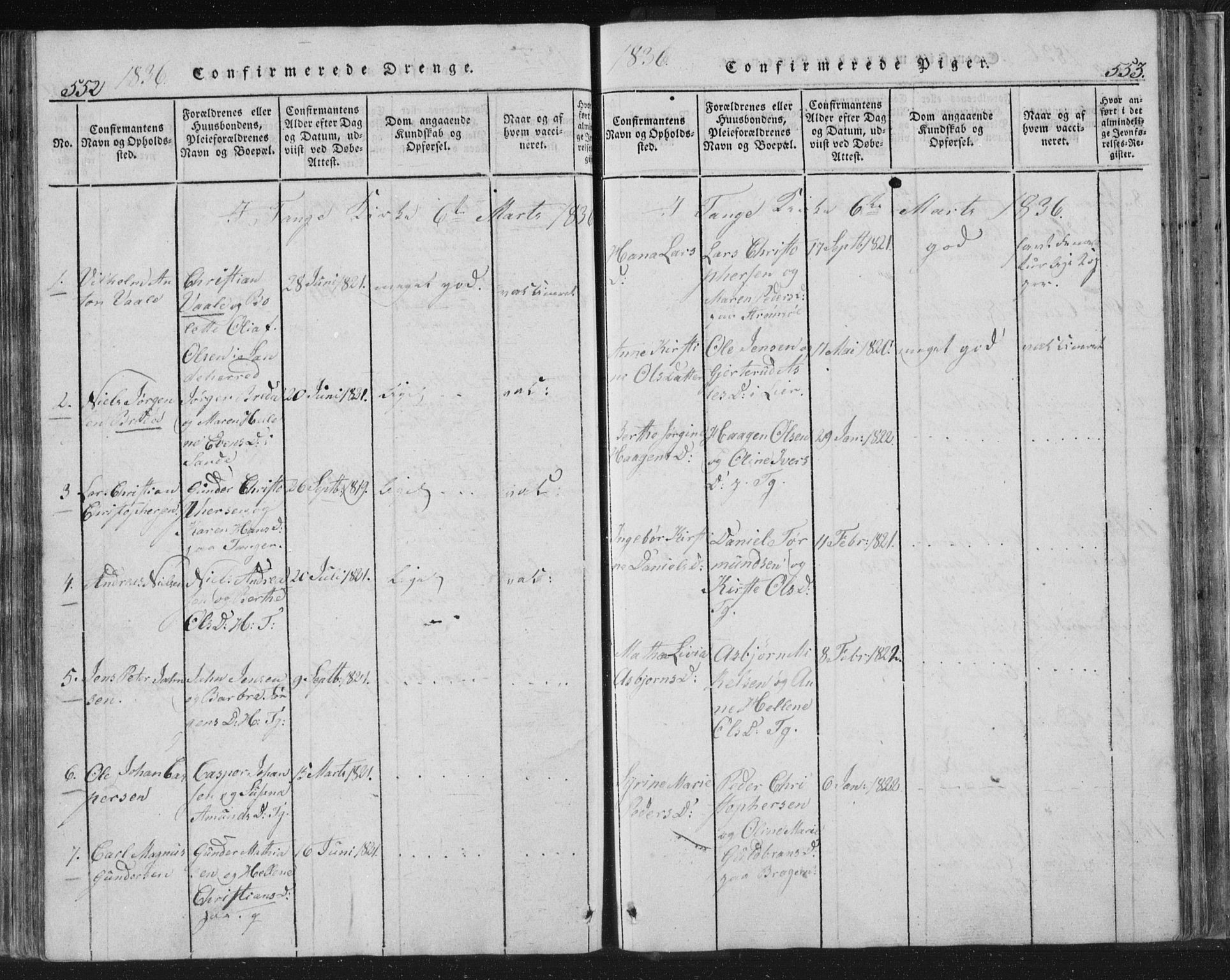 Strømsø kirkebøker, AV/SAKO-A-246/F/Fb/L0004: Parish register (official) no. II 4, 1814-1843, p. 552-553