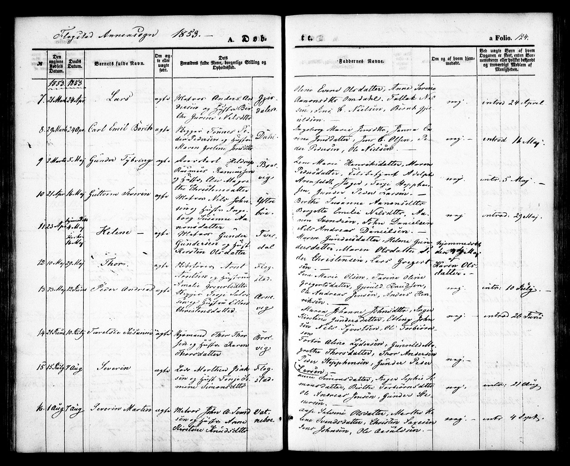 Dypvåg sokneprestkontor, AV/SAK-1111-0007/F/Fa/Faa/L0005: Parish register (official) no. A 5, 1841-1854, p. 124