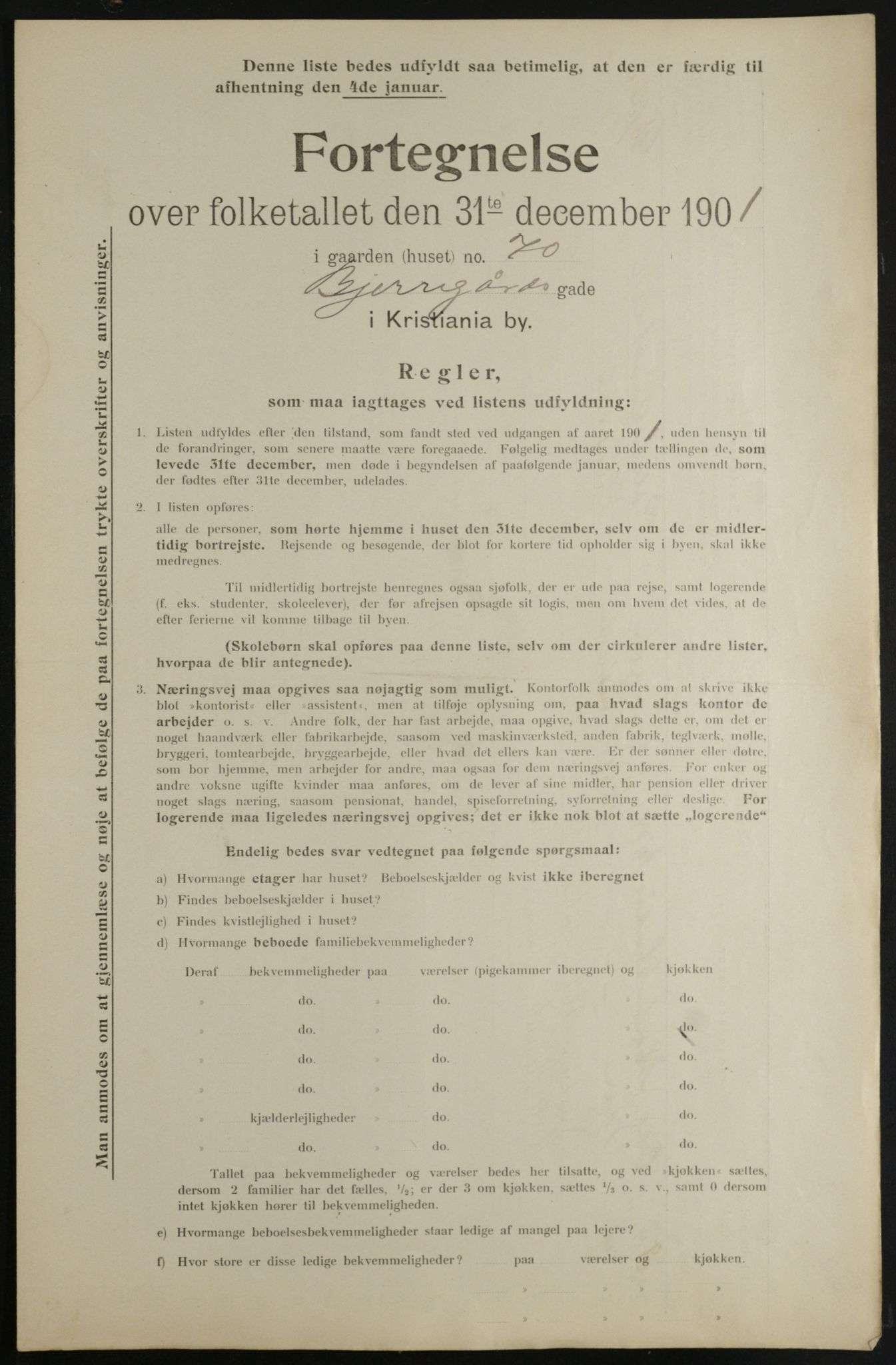 OBA, Municipal Census 1901 for Kristiania, 1901, p. 1069