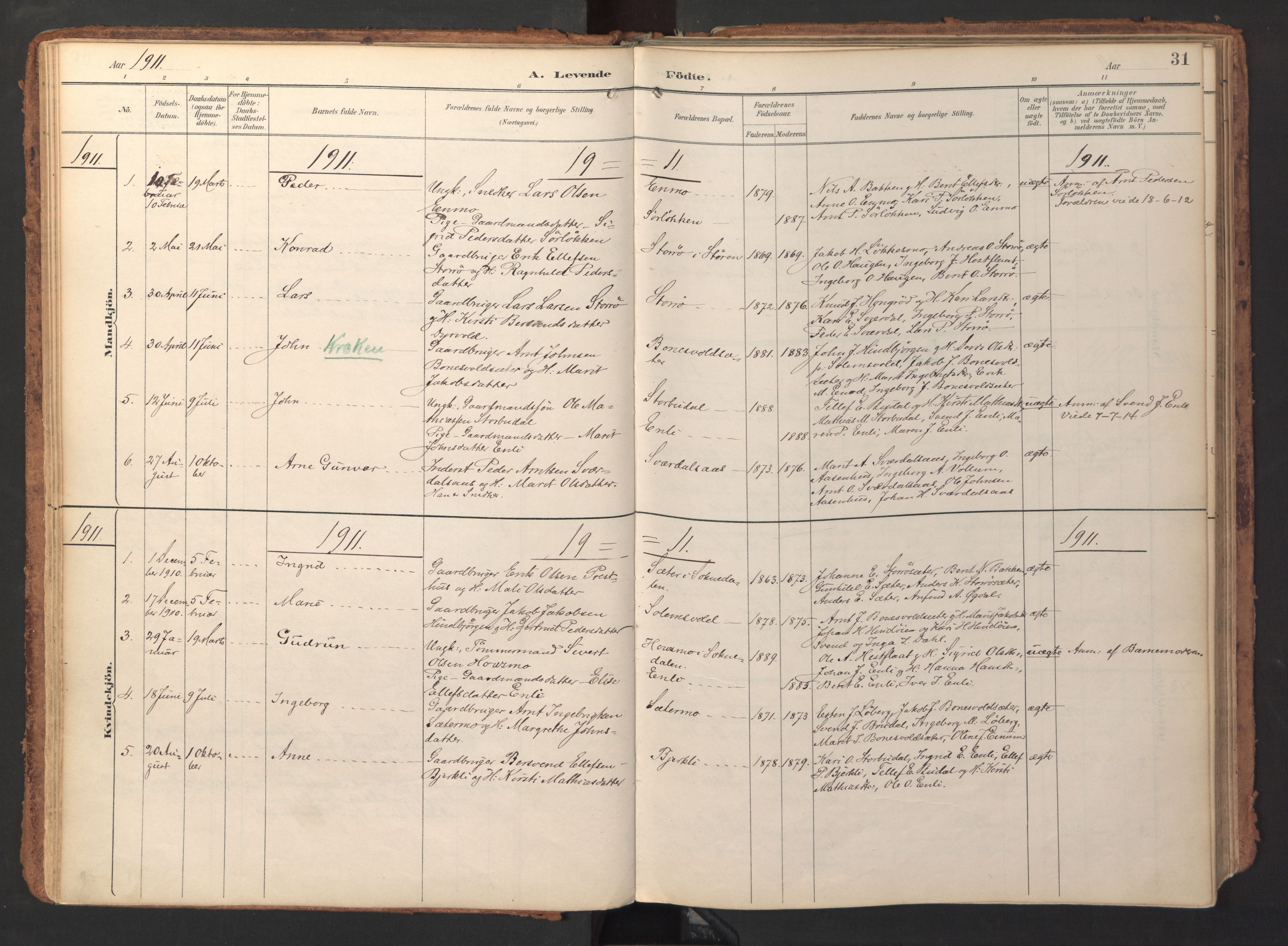 Ministerialprotokoller, klokkerbøker og fødselsregistre - Sør-Trøndelag, SAT/A-1456/690/L1050: Parish register (official) no. 690A01, 1889-1929, p. 31