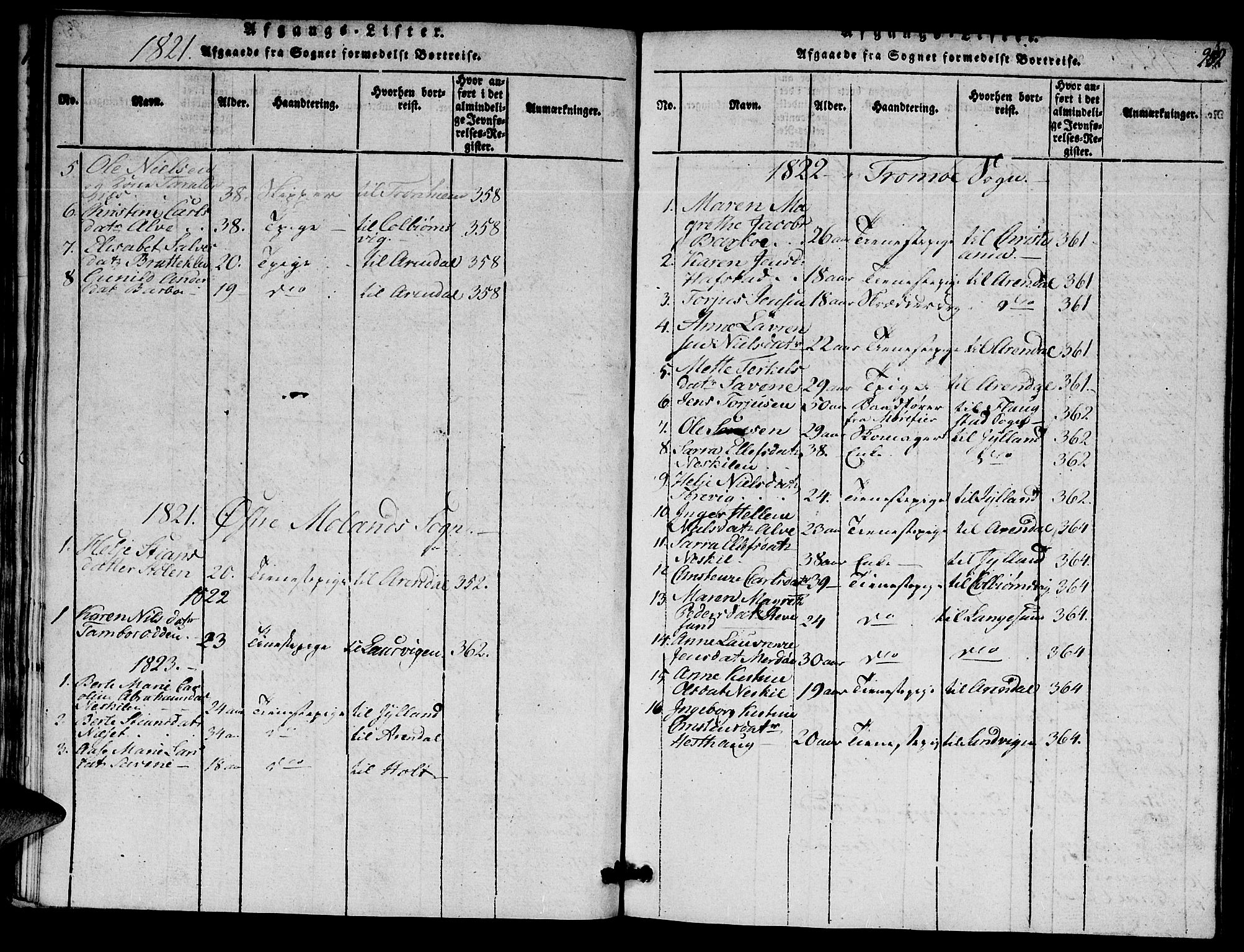 Austre Moland sokneprestkontor, AV/SAK-1111-0001/F/Fa/Faa/L0004: Parish register (official) no. A 4, 1816-1824, p. 282