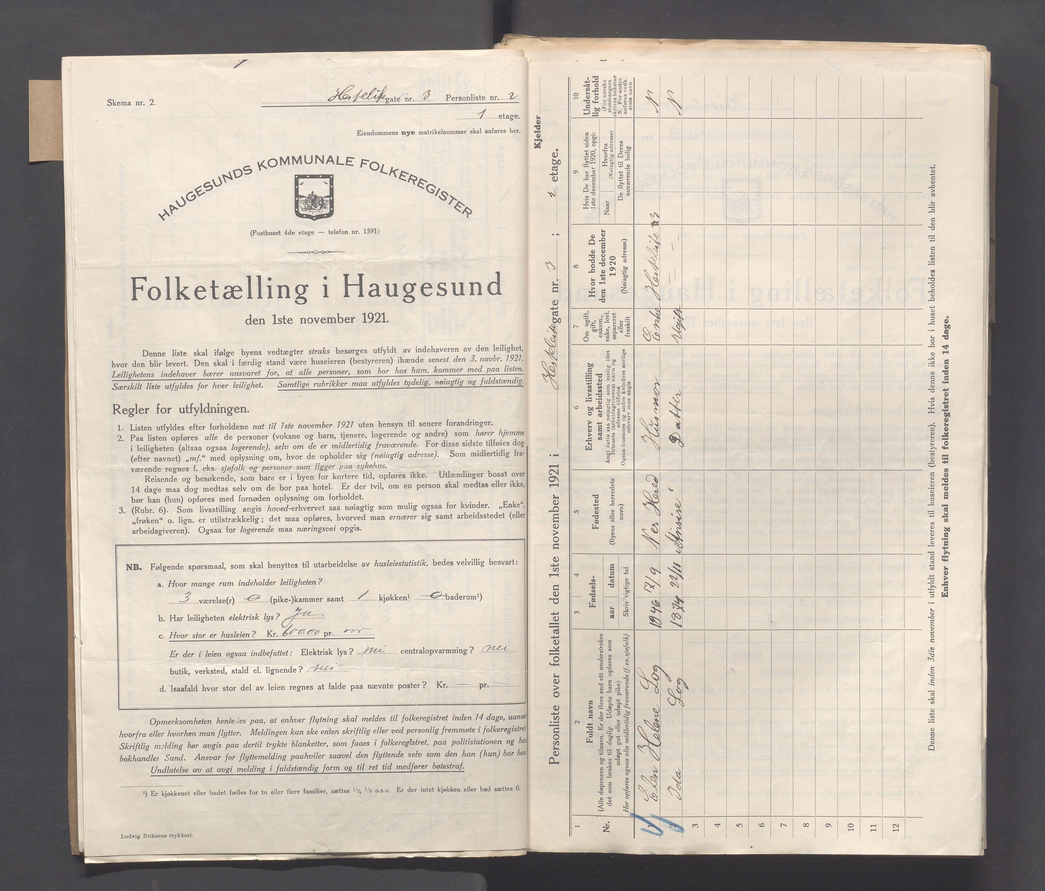 IKAR, Local census 1.11.1921 for Haugesund, 1921, p. 2250